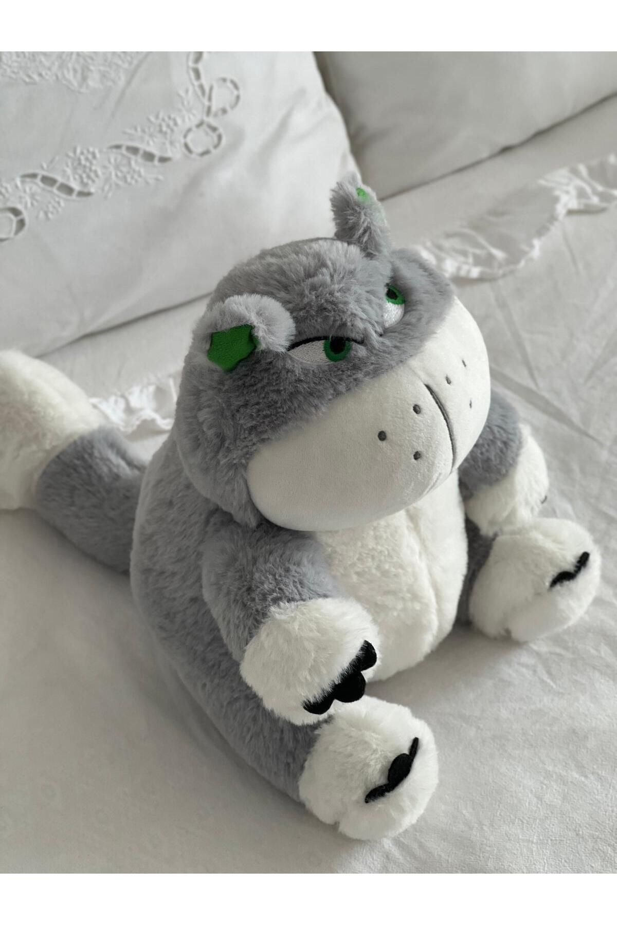 MR.Frenks Çocuk Sevimli Asabi Kedi Oyun&Uyku Arkadaşı Peluş Yastık Gri 25 cm
