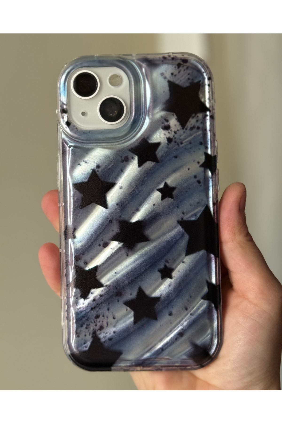 FİŞNEİLETİŞİM İPHONE 13/14 UYUMLU YILDIZ DESENLİ HOLOGRAMLI KILIF