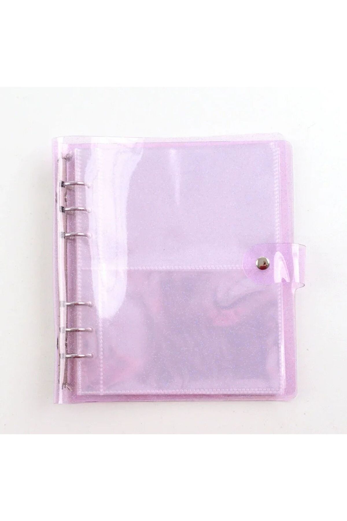 Kpop Dünyasi Yumuşak Kapaklı Şeffaf Simli A5 Binder Dosyası - Mor