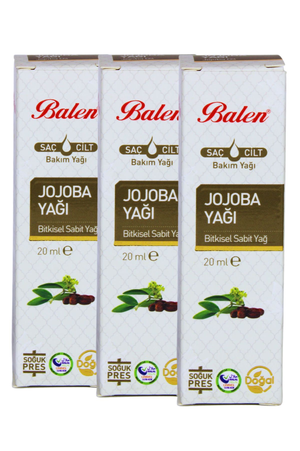 GÜLCE LOKMAN HEKİM AKTAR BALEN JOJOBA YAĞI 3 X 20ML SOĞUK PRES
