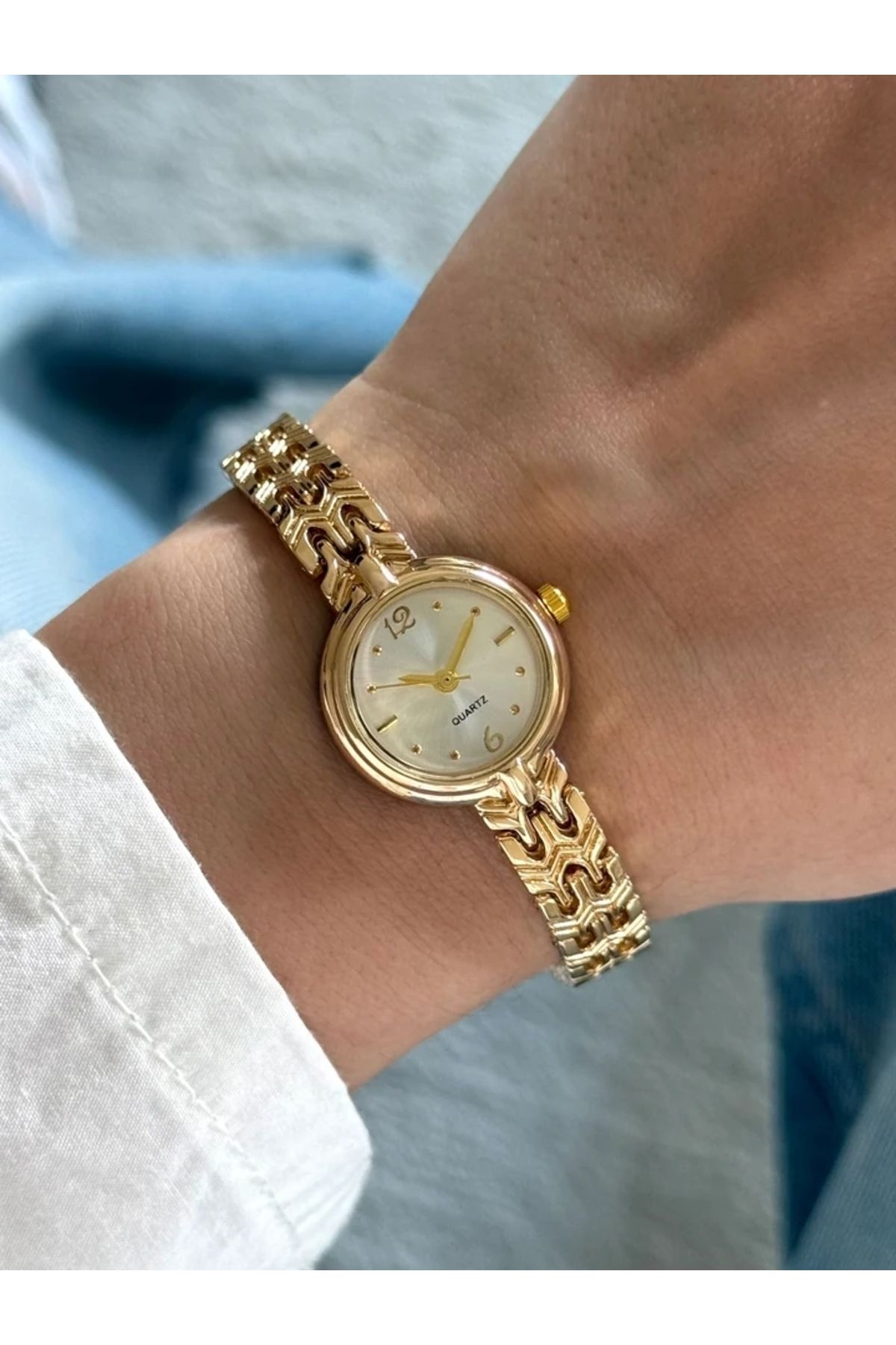 RoseandRoses Pret Vintage Model Özel Tasarım Kadın Kol Saati Gold (Beyaz Kadran)