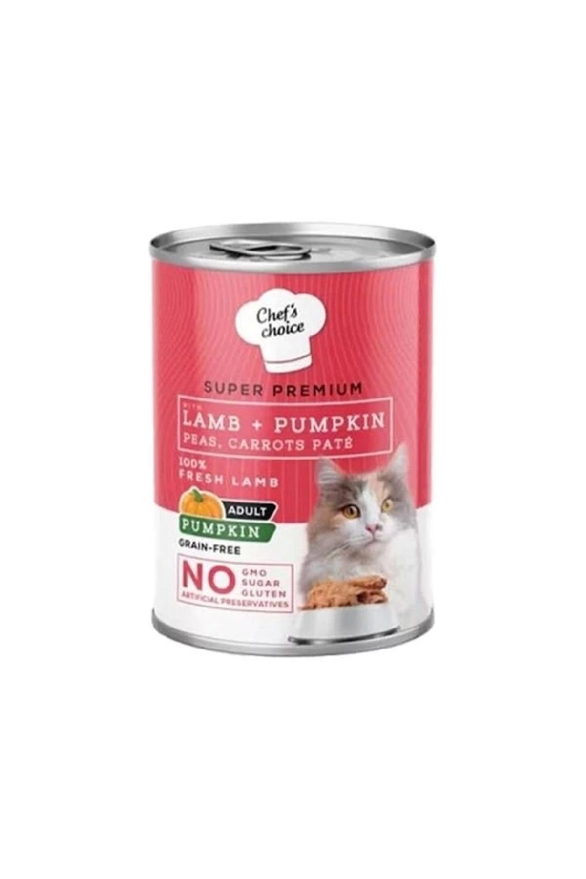 YNT İthalat Chefs Choice Kuzu Etli ve Balkabaklı Tahılsız Ezme Yetişkin Konserve Kedi Maması 400 Gr