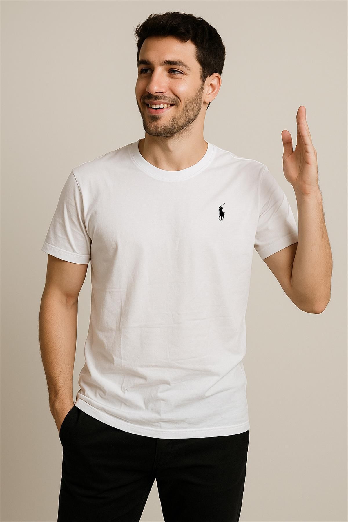 Polo PAMUK PENYE BİSİKLET YAKA T-SHİRT EKRU