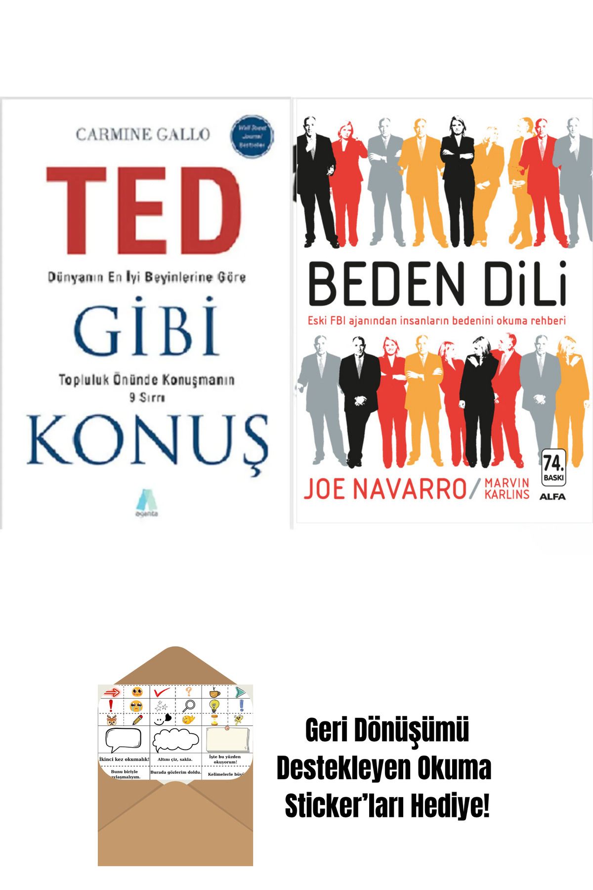 Alfa Yayınları Ted Gibi Konuş - Beden Dili 2 Kitap Iletişim Seti + Okuma Sticker'ları