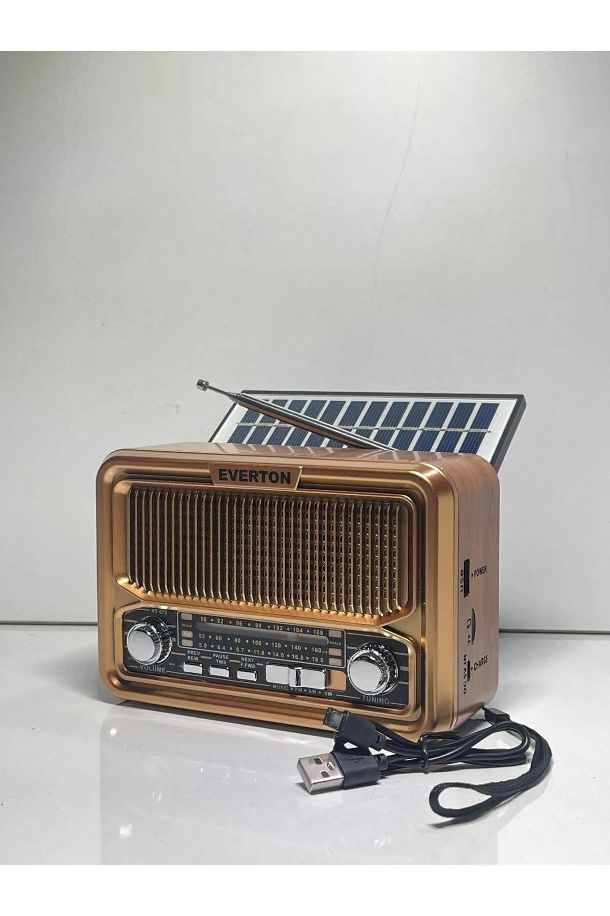 kar-bul Nostaljik Görünümlü Solarlı Bluetoothlu Mp3 Çalar Radyo Müzik Kutusu RT 672