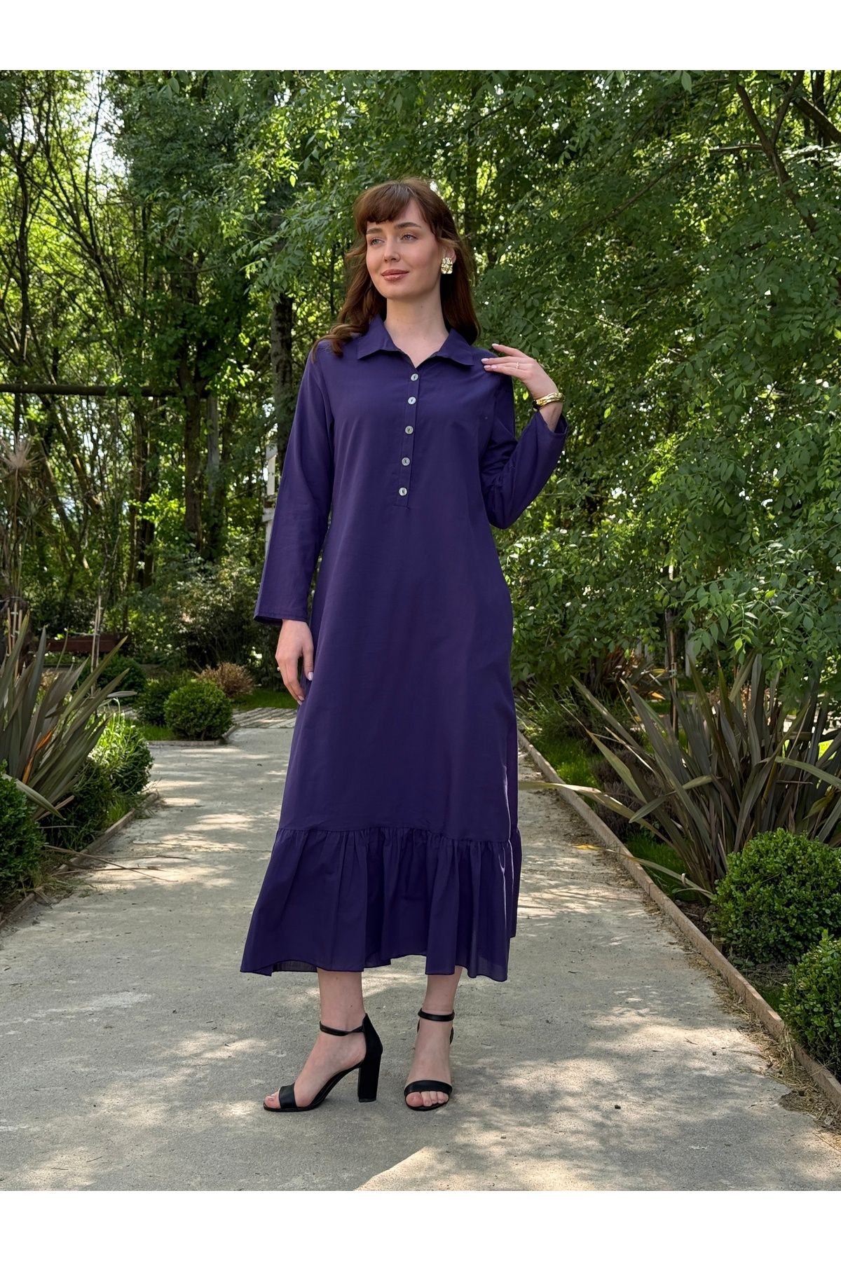 Butik Esra Kandemir YAZLIK PAMUK KUMAŞ ASTARLI TESETTÜR ELBİSE