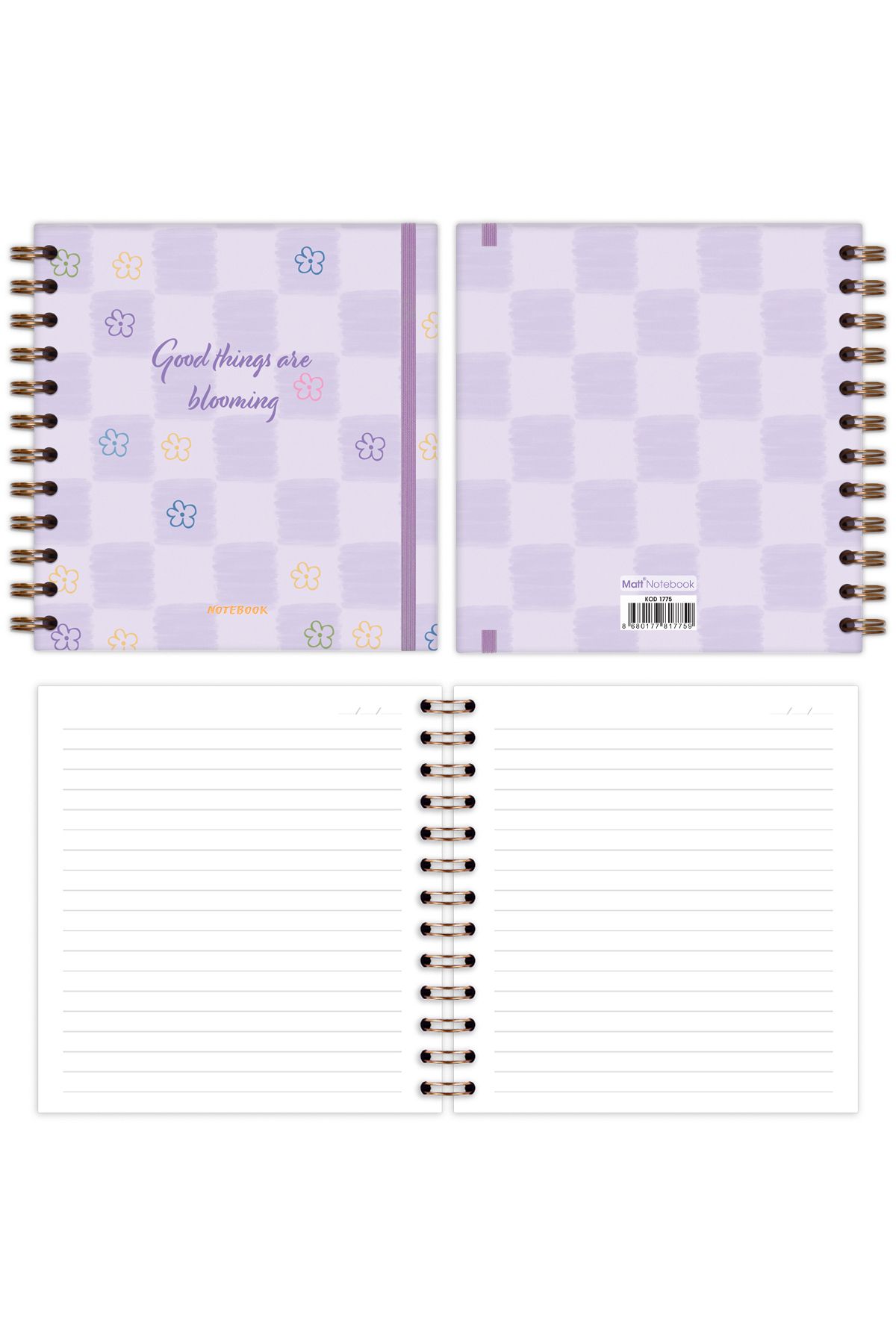Matt Notebook-15X15 cm Square Set of 2 Spiralized Timeless Planner Agenda and Notebook 8