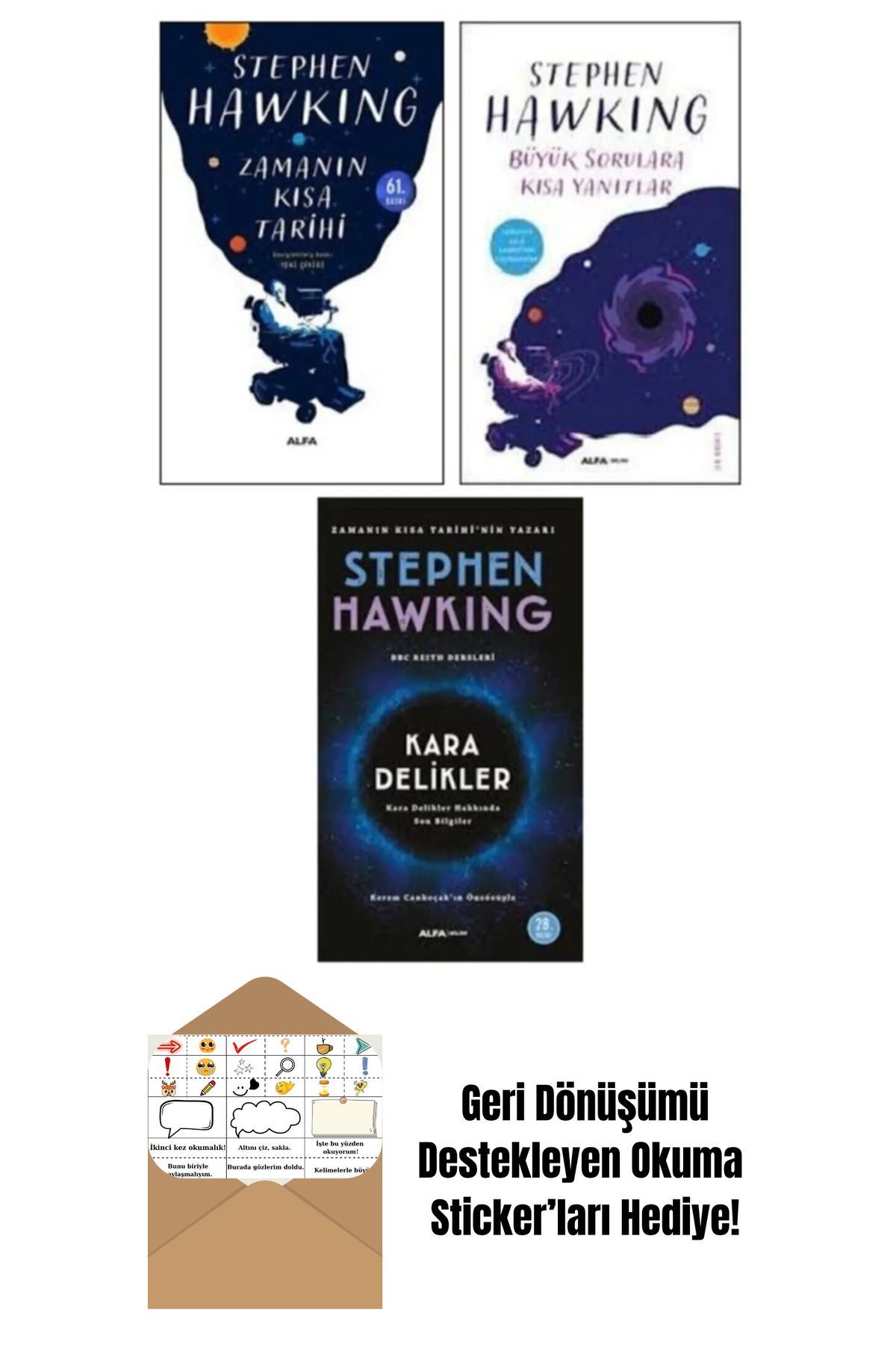 Alfa Yayınları Stephen Hawking 3 Kitap Set Zamanın Kısa Tarihi + Okuma Sticker'ları