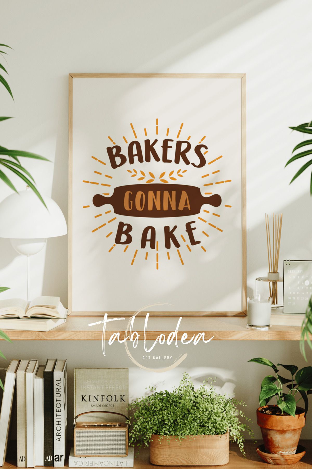 tablodea Modern Mutfak Dekoru Bohem Çerçeveli Poster Tablo, Minimalist Dekoratif İllüstrasyon Mutfak Tablosu