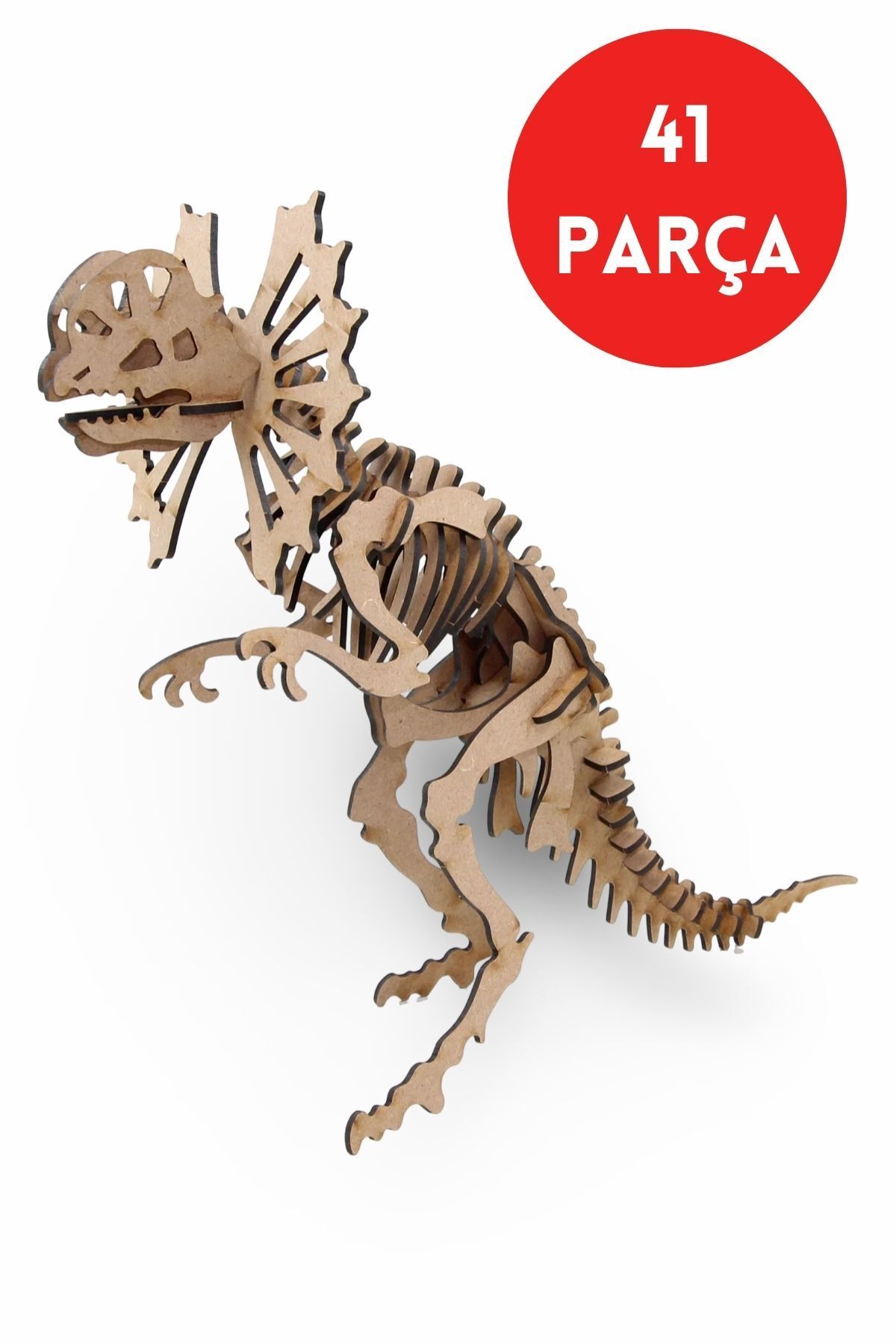 ALGWOOD 41 Parça Ceratopsier Dinozor Ahşap Maketi - 3D Eğitici Dinozor Ahşap Puzzle