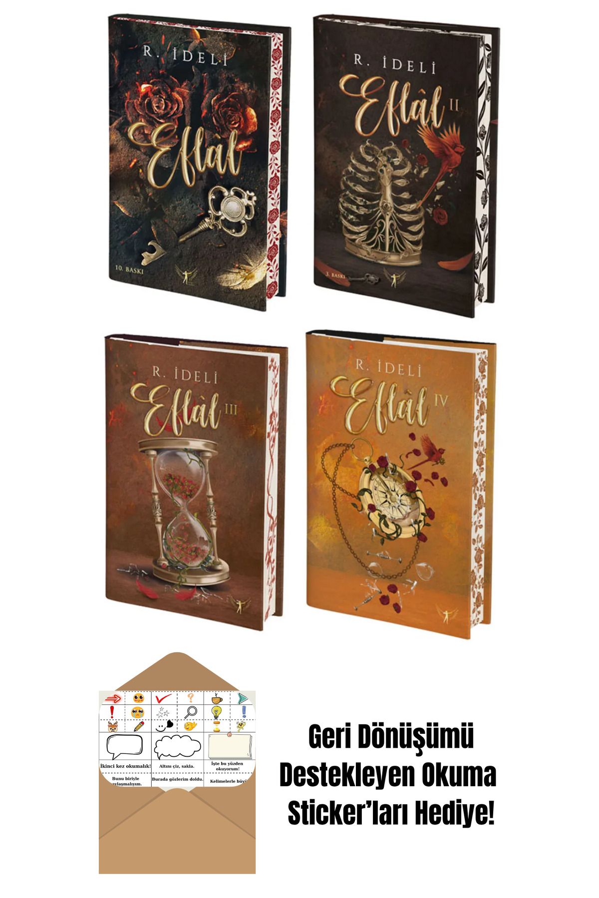 Artemis Yayınları Eflal Serisi 4 Kitap Set R. İdeli (Cilltli) + Okuma Sticker'ları