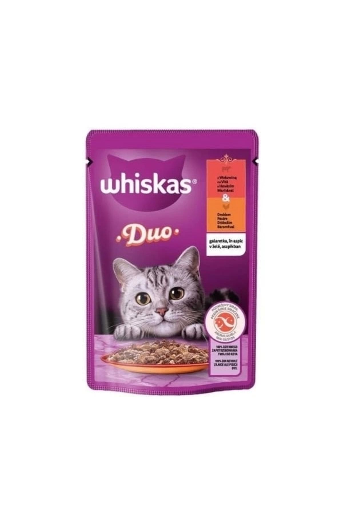 YNT İthalat Whiskas Duo Kümes Hayvanlı ve Sığır Etli Pouch Konserve Kedi Maması 85 Gr