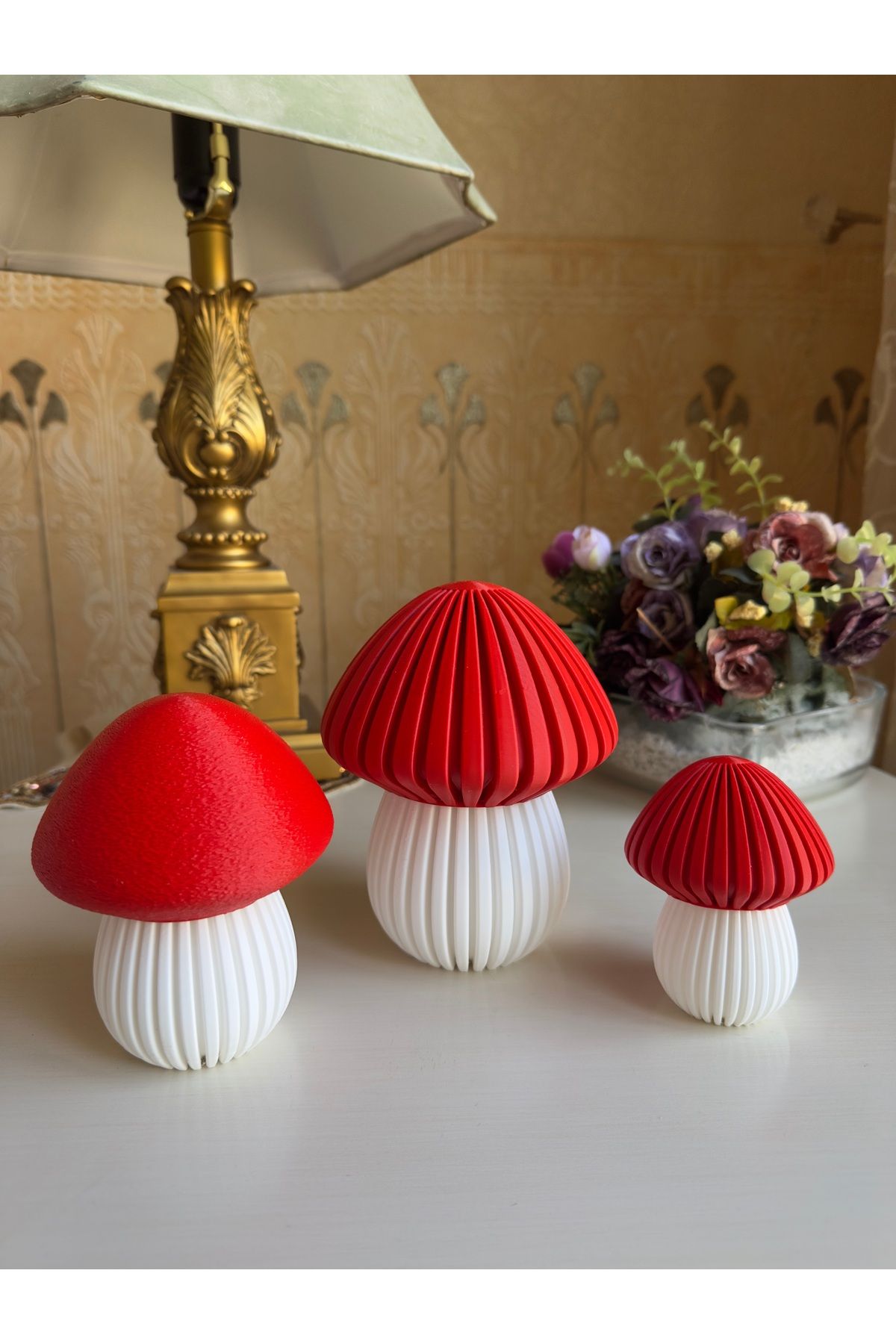 3BStudio 3'lü Dekoratif Mantar Tealight Biblo Set