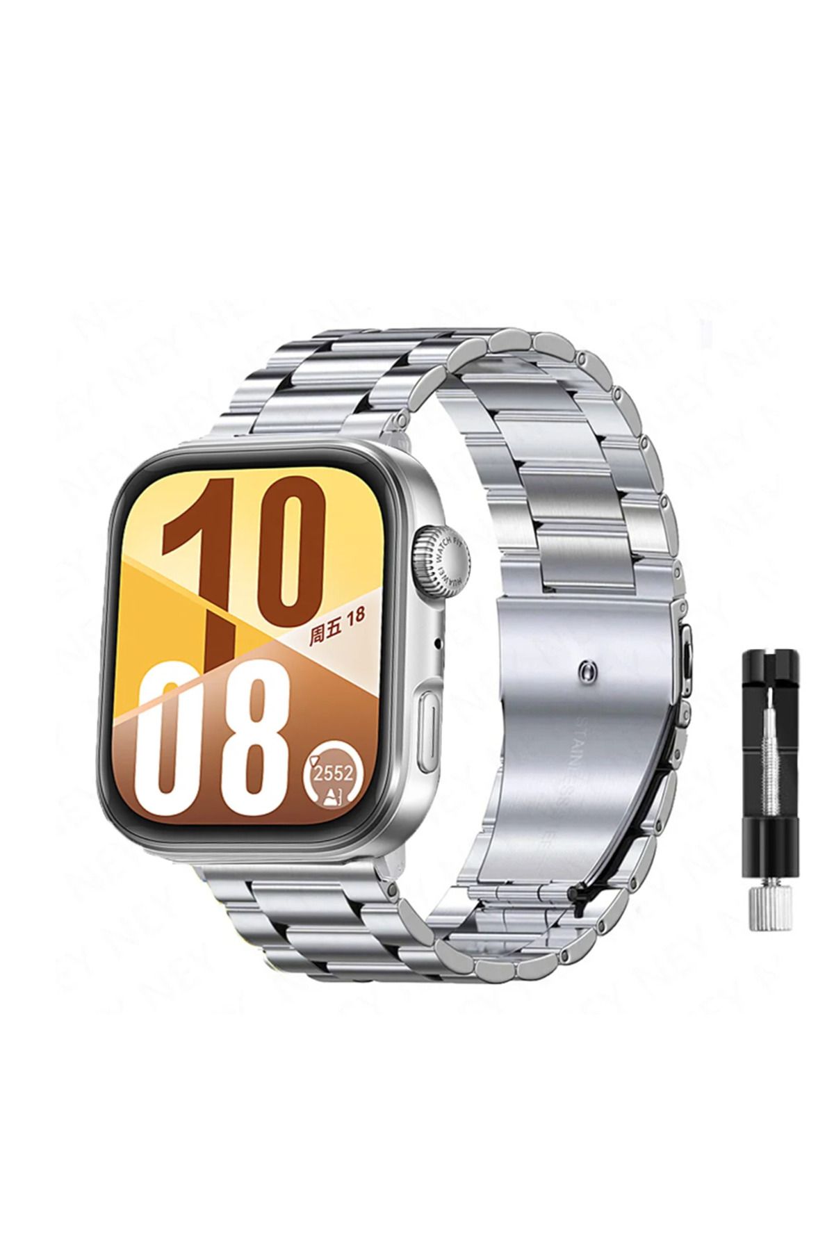 MMPSHOP Huawei Watch Fit 4 / Fit 4 Pro Uyumlu Ayarlanabilir Paslanmaz Çelik Akıllı Saat Kordonu