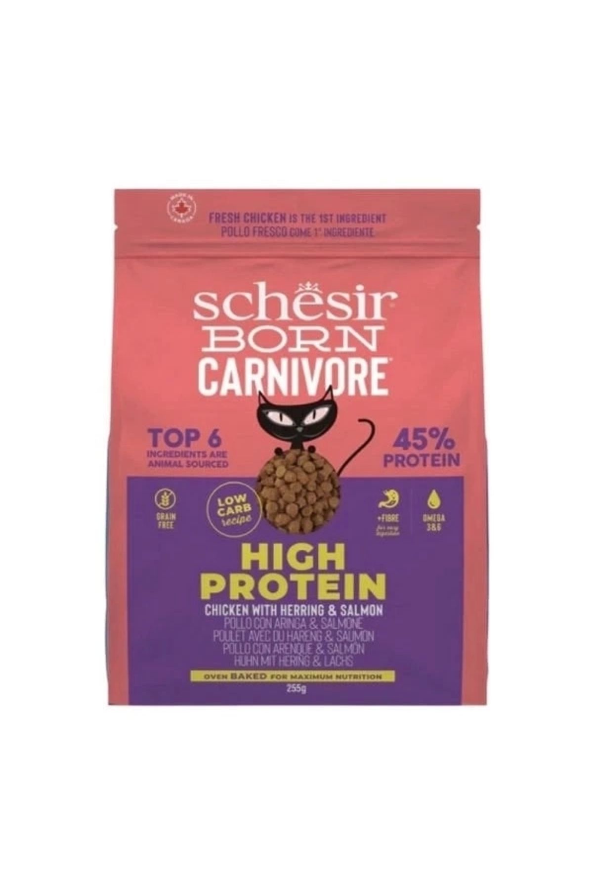 YNT İthalat Schesir Born Carnivore Tavuklu Somonlu ve Ringa Balıklı Yetişkin Kedi Maması 255 Gr
