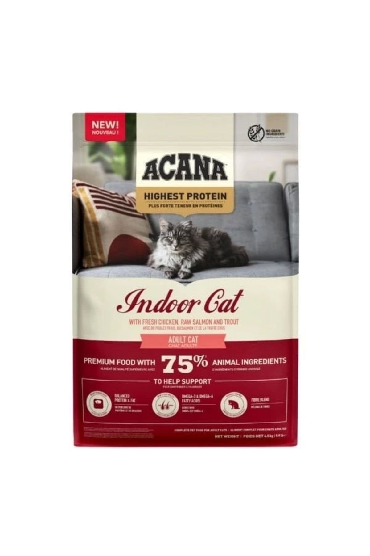 YNT İthalat Acana Indoor Yüksek Proteinli Tavuklu ve Balıklı Kısırlaştırılmış Kedi Maması 1.8 Kg