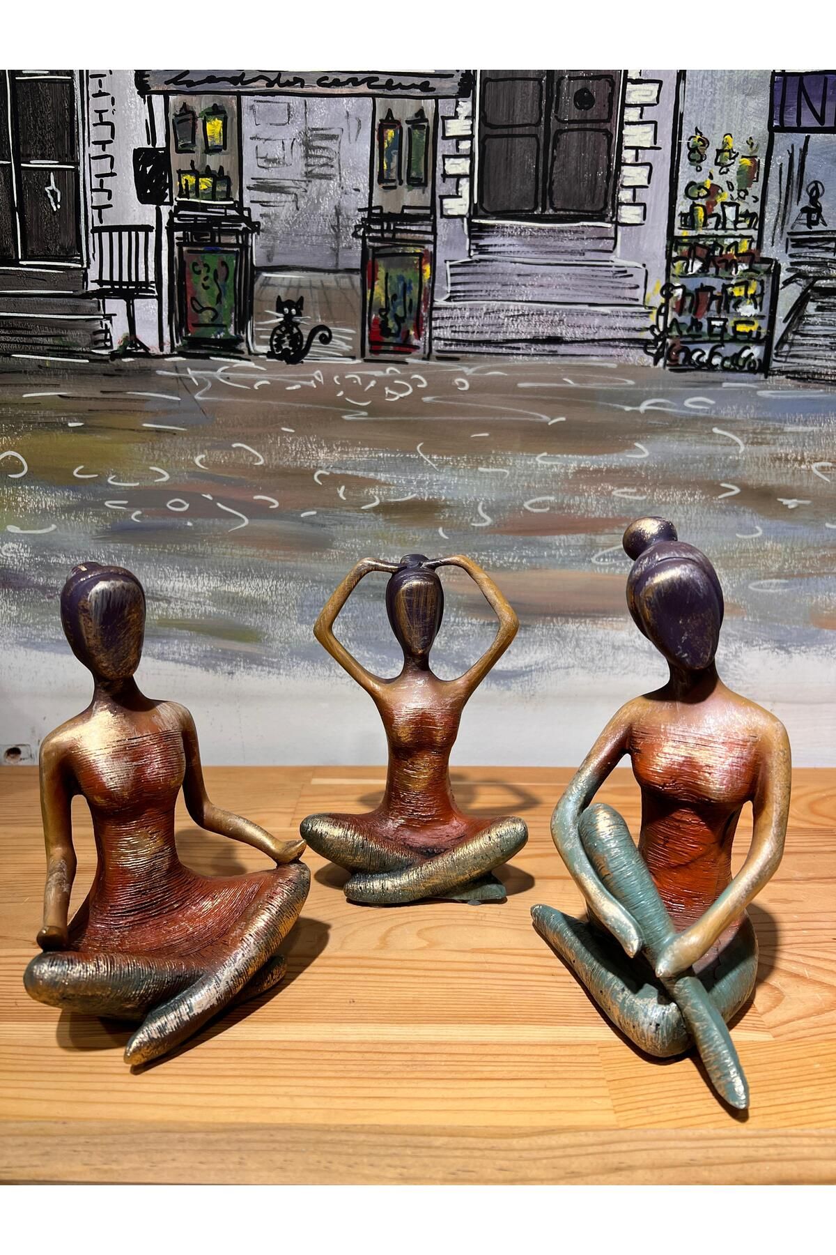 MeMy Design Özel Tasarım 3'lü Yoga Kızlar Biblo