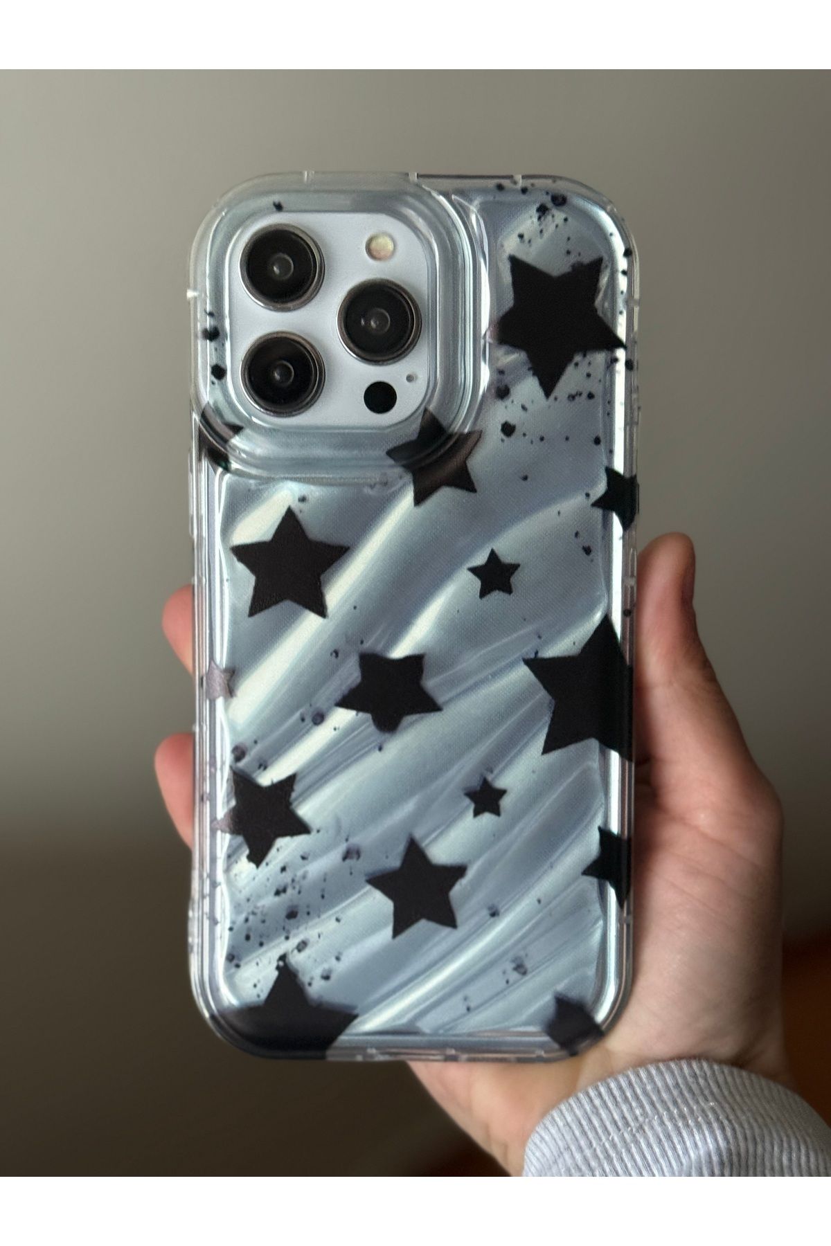 FİŞNEİLETİŞİM İPHONE 13 PROMAX UYUMLU YILDIZ DESENLİ HOLOGRAMLI KILIF