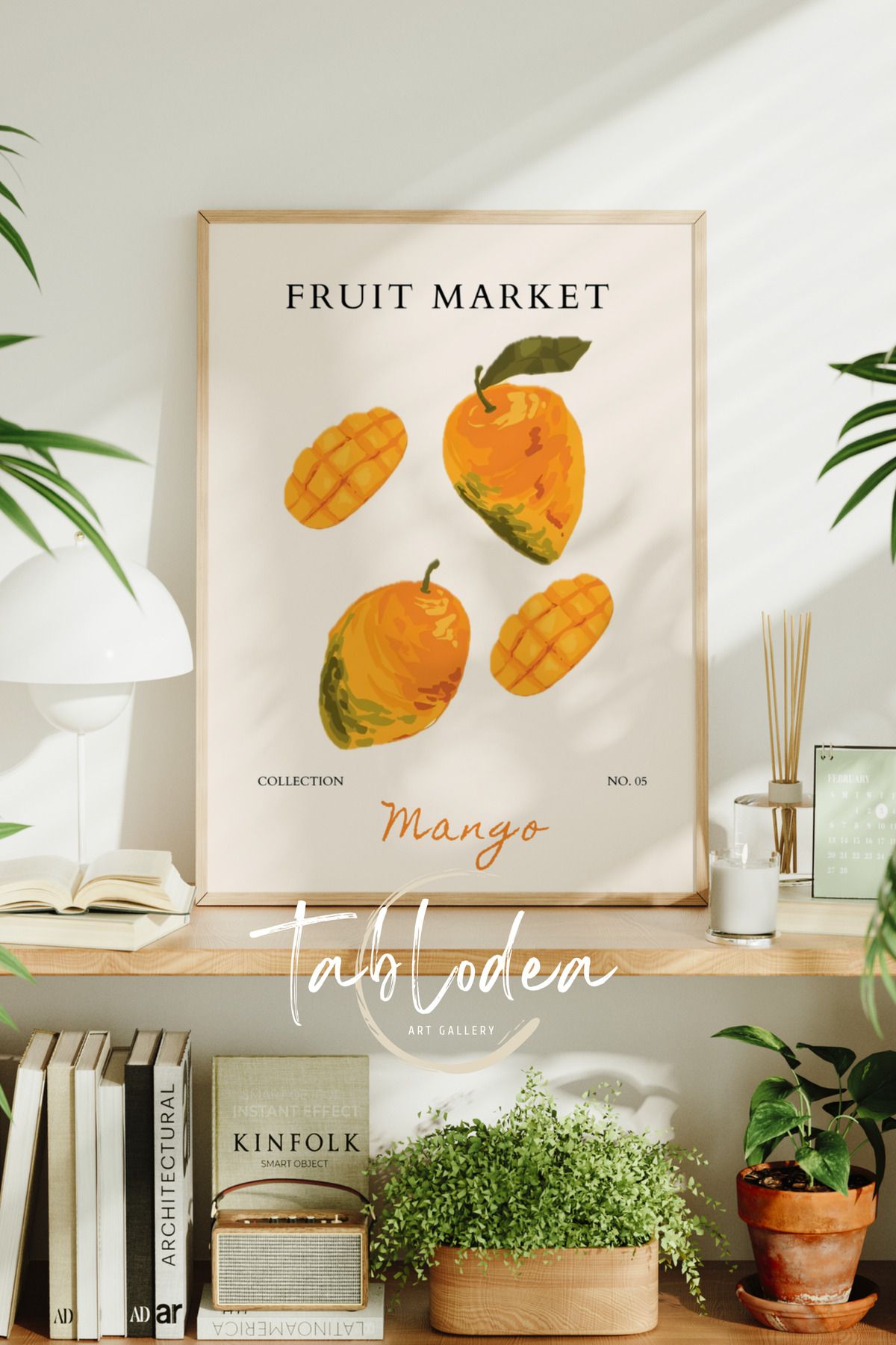 tablodea Meyve Temalı Modern Mutfak Dekoru Çerçeveli Poster Tablo, Minimalist Dekoratif Bohem Mutfak Tablosu