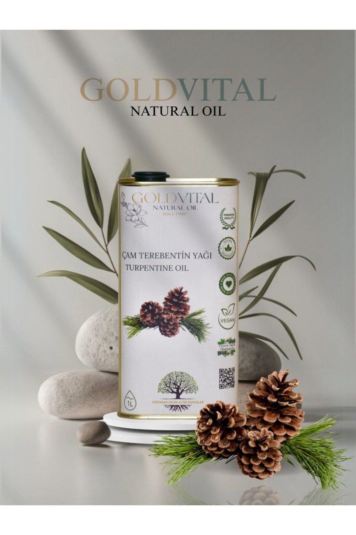 GOLD VİTAL SHOP ÇAM TEREBENTİN YAĞI 1 LT - DİSTİLASYON, SAF & DOĞAL ÜRÜN