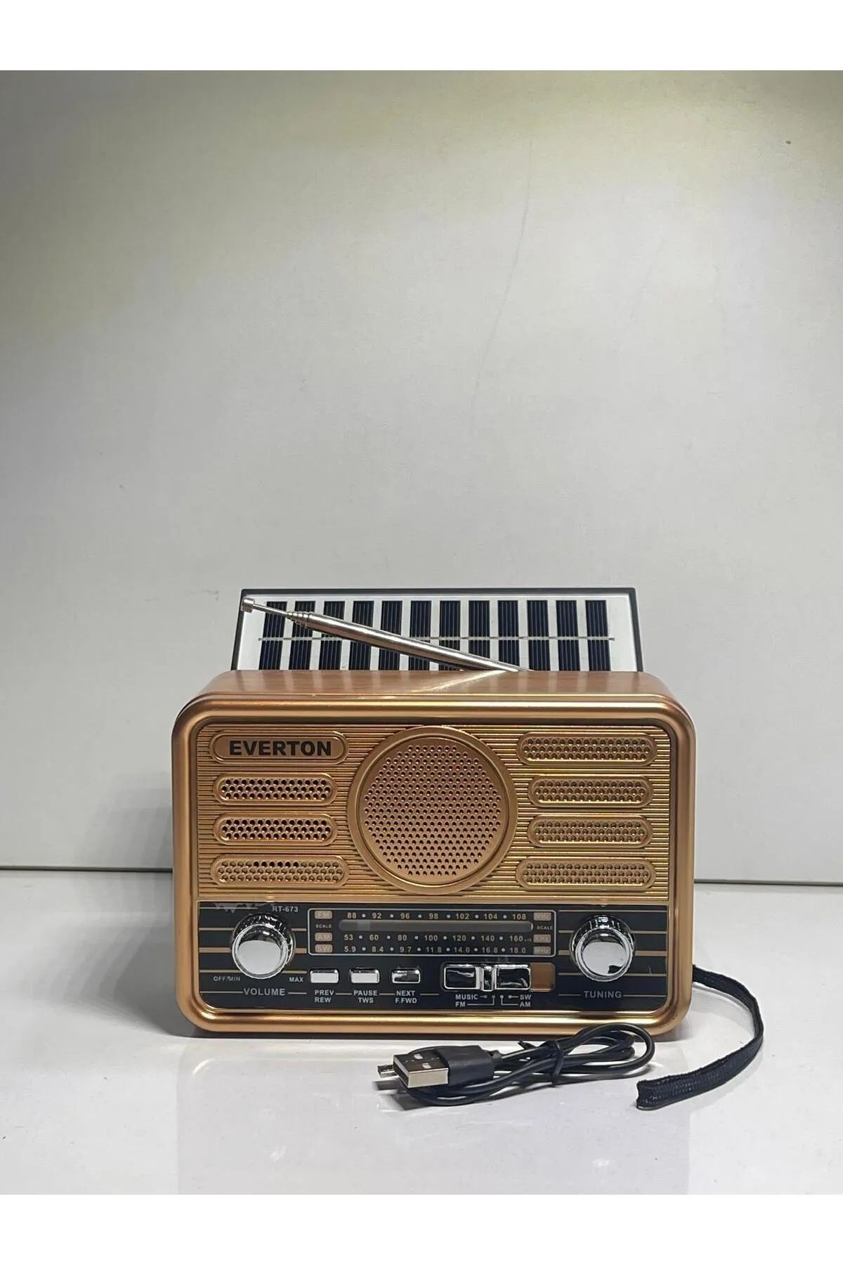 kar-bul Nostaljik Görünümlü Solarlı Bluetoothlu Mp3 Çalar Radyo Müzik Kutusu RT 673