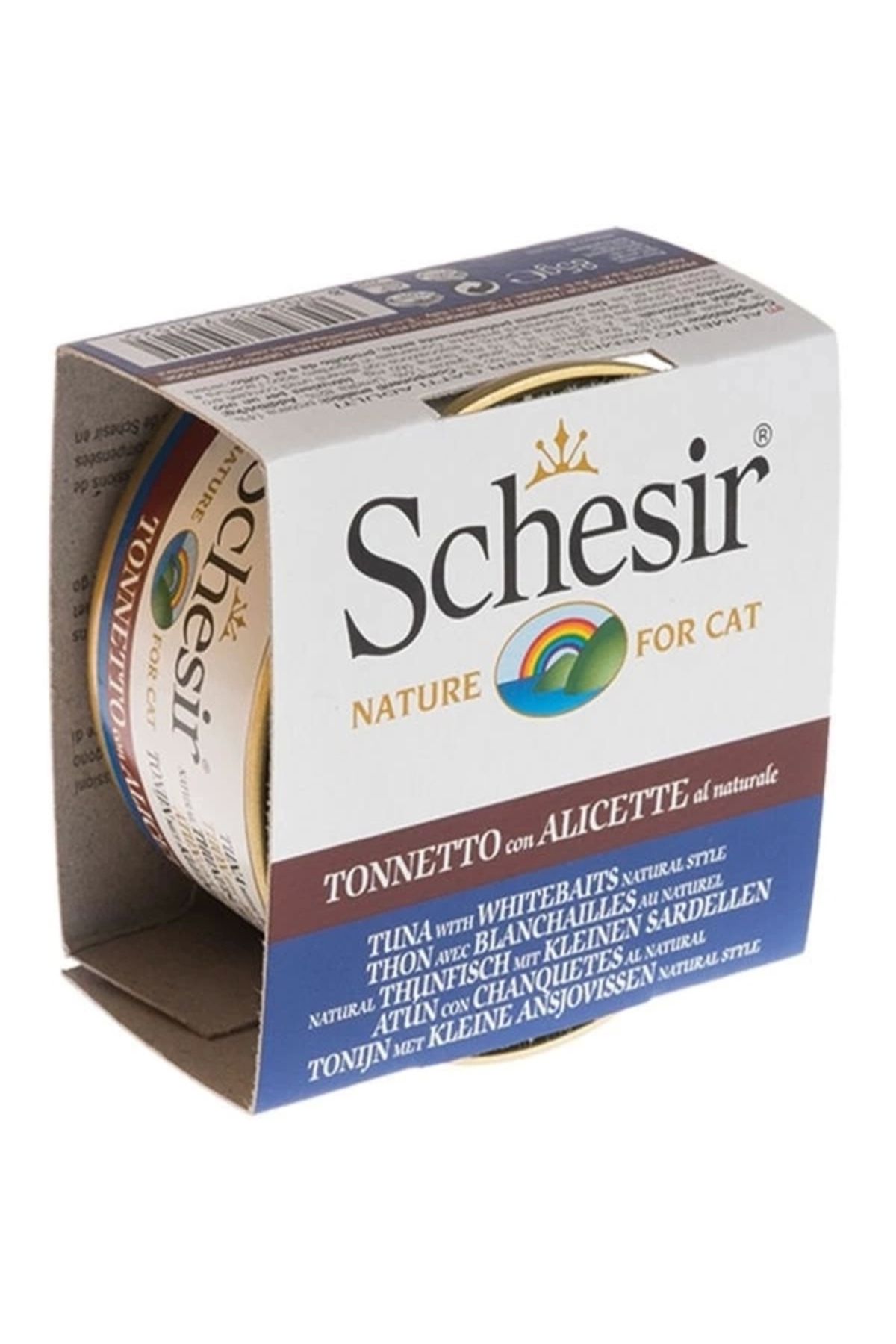 YNT İthalat Schesir Ton Balıklı ve Ringa Balıklı Naturel Konserve Kedi Maması 85 Gr