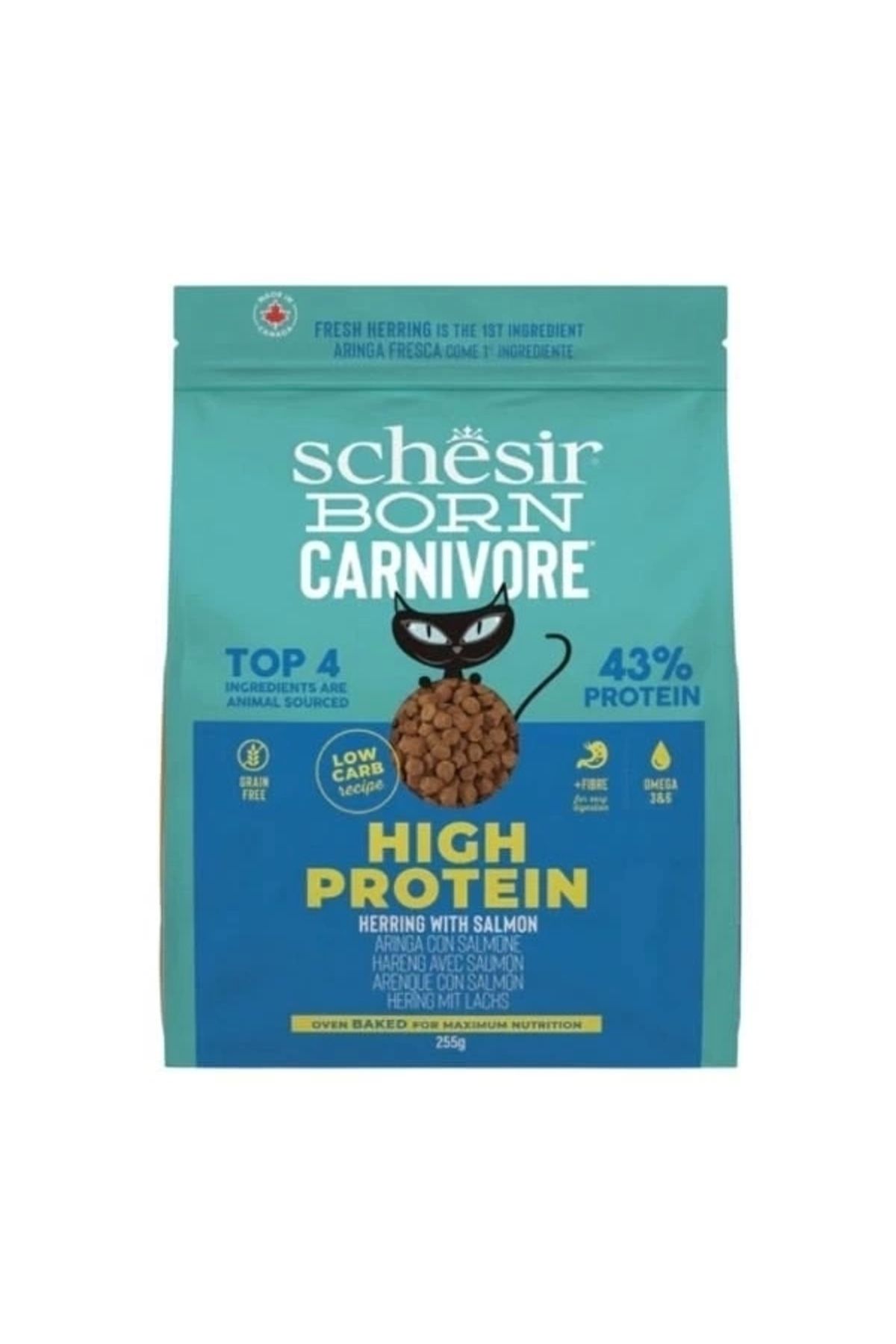 YNT İthalat Schesir Born Carnivore Somonlu ve Ringa Balıklı Yetişkin Kedi Maması 255 Gr