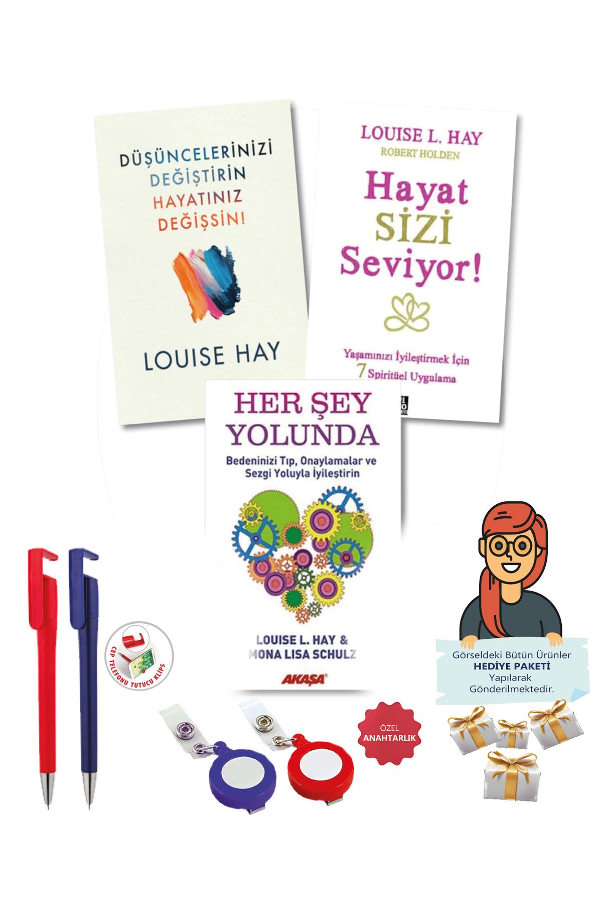 Akaşa Yayınları Maje Hediye+Louise L, Hay(Düşüncelerinizi Değiştir+Hayat Sizi Seviyor+Her Şey Yolunda) 3 kitap