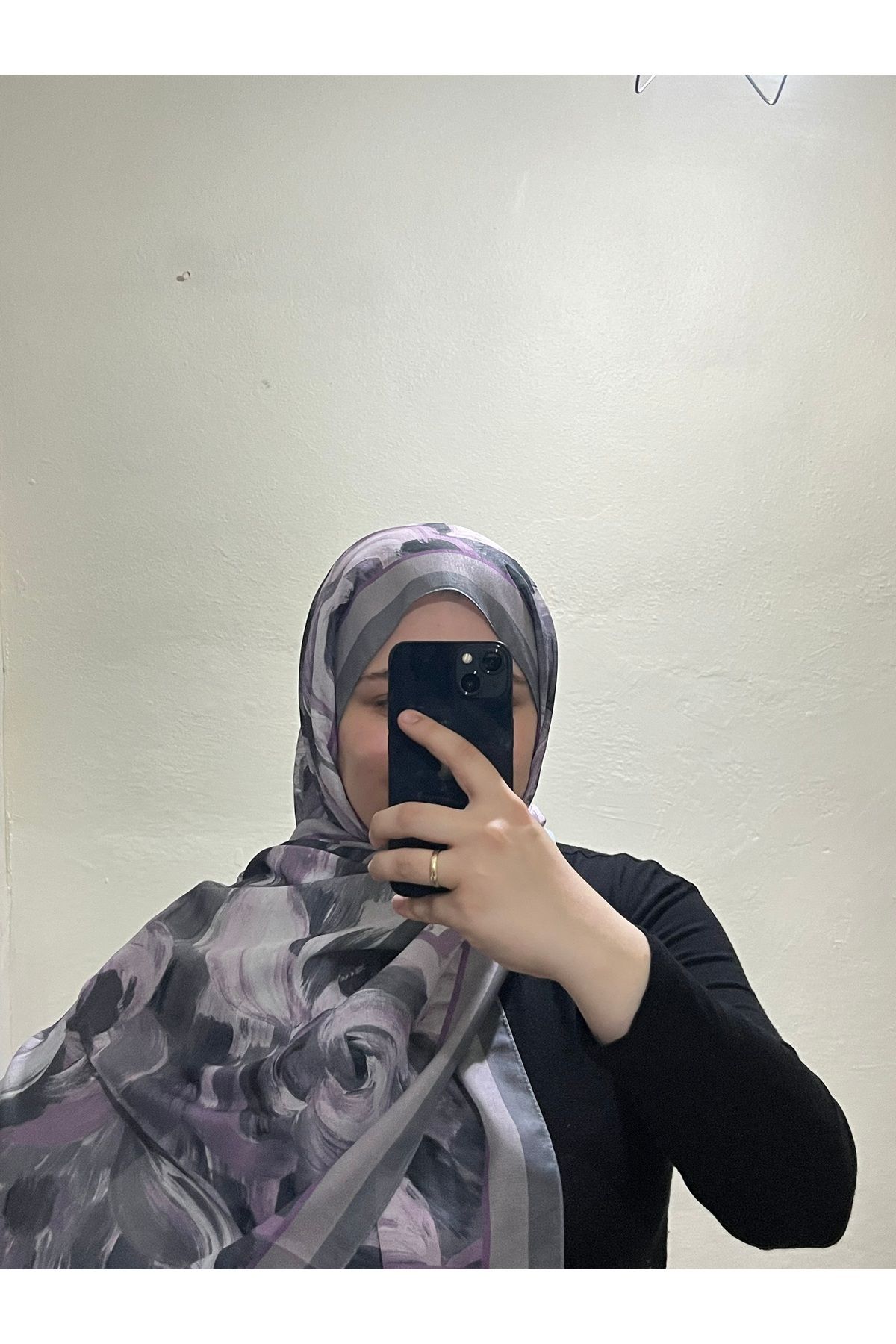BOUTİCON Kokulu Gri-Lila Çiçek Desenli Soft Pamuklu Şal 75x180