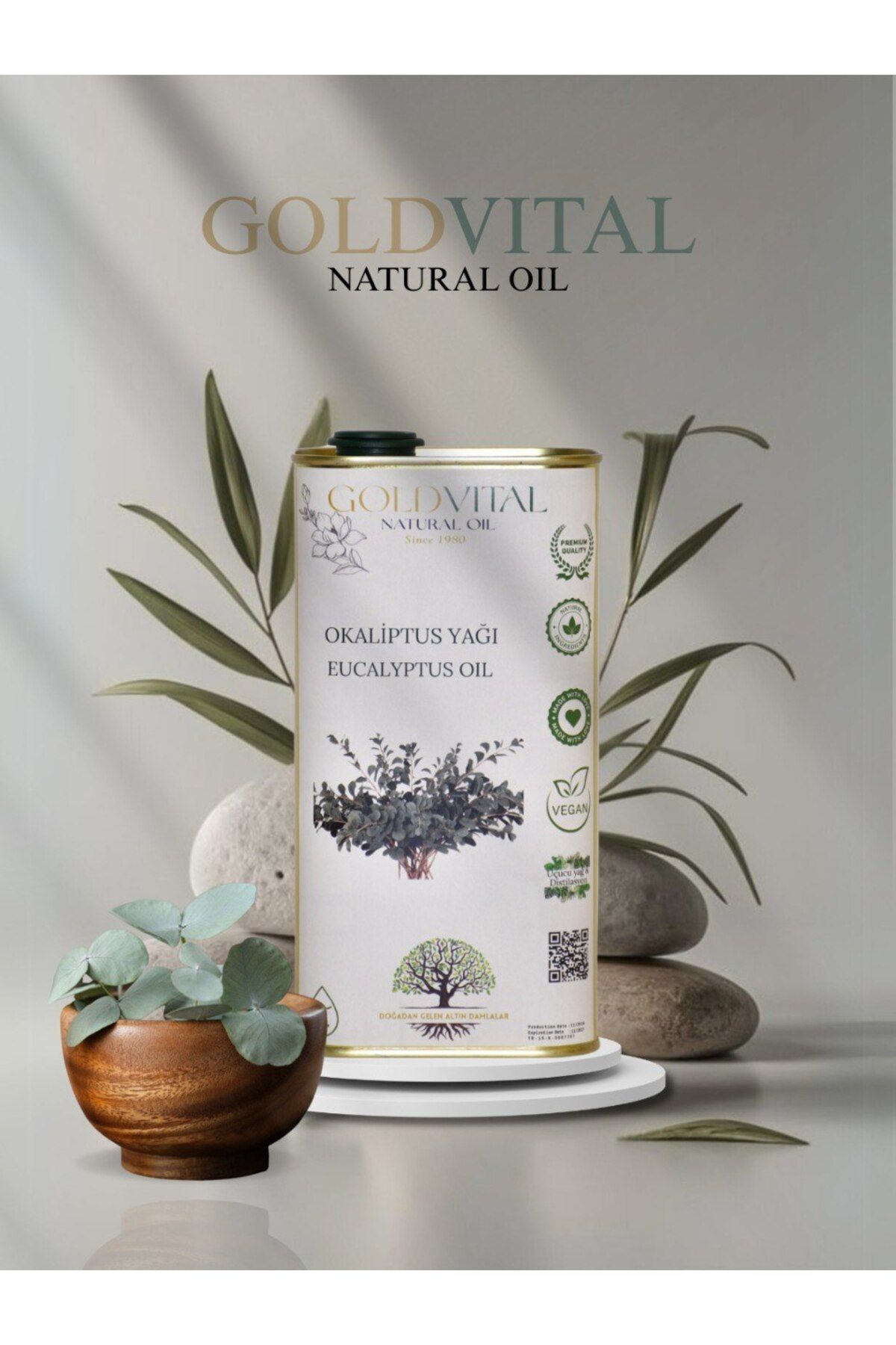 GOLD VİTAL SHOP OKALİPTUS YAPRAĞI YAĞI 1 LT - DİSTİLASYON, SAF & DOĞAL ÜRÜN