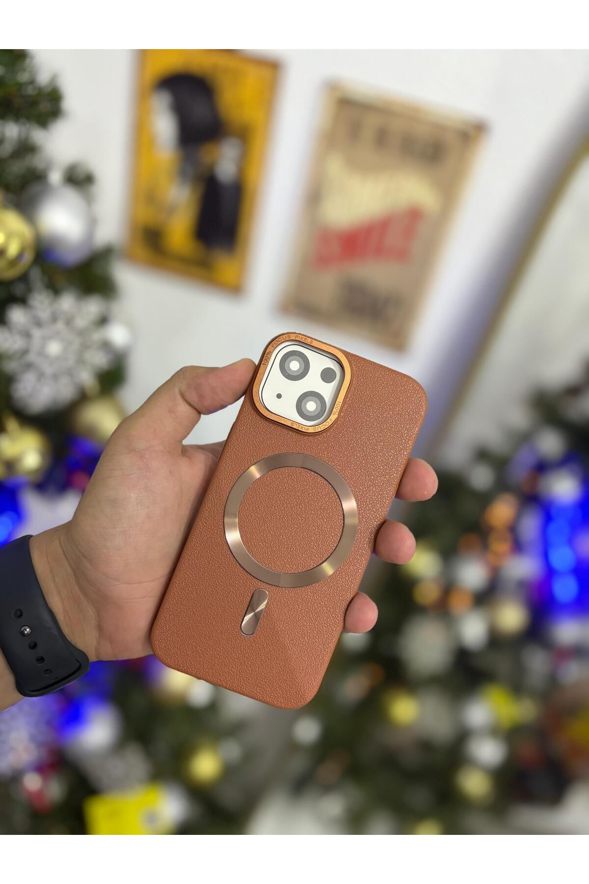 Kilif365 iPhone 15 Deri MagSafe Şık Telefon Kılıfı