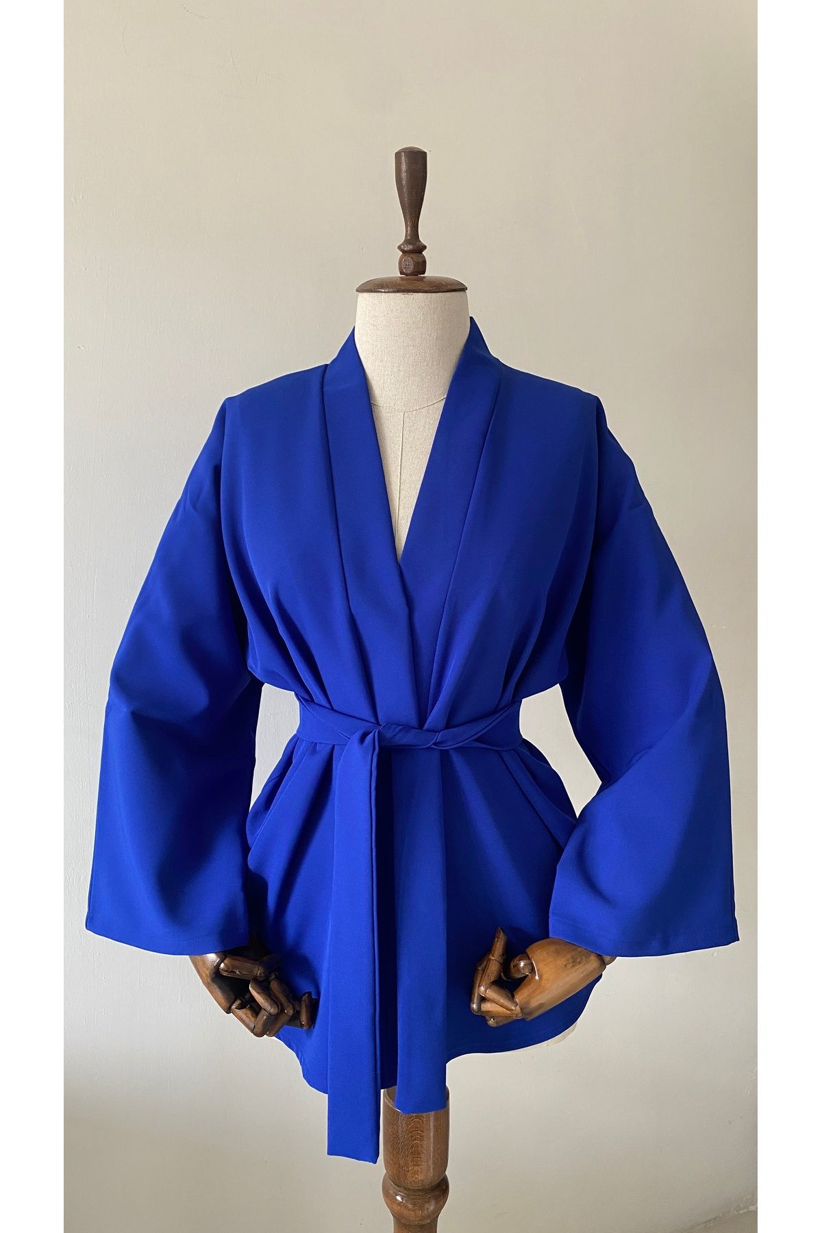 Glowear Atelier Navy Blue Kuşaklı Tasarım Kimono - MAVİ