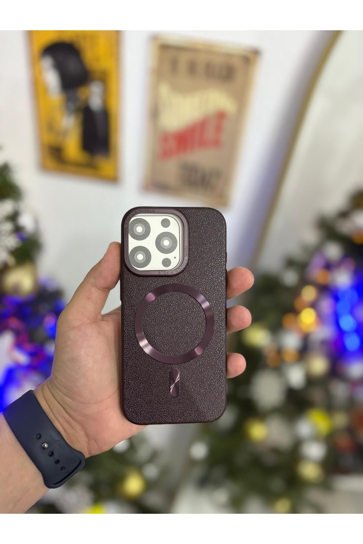 Kilif365 iPhone 16 Pro Deri MagSafe Şık Telefon Kılıfı