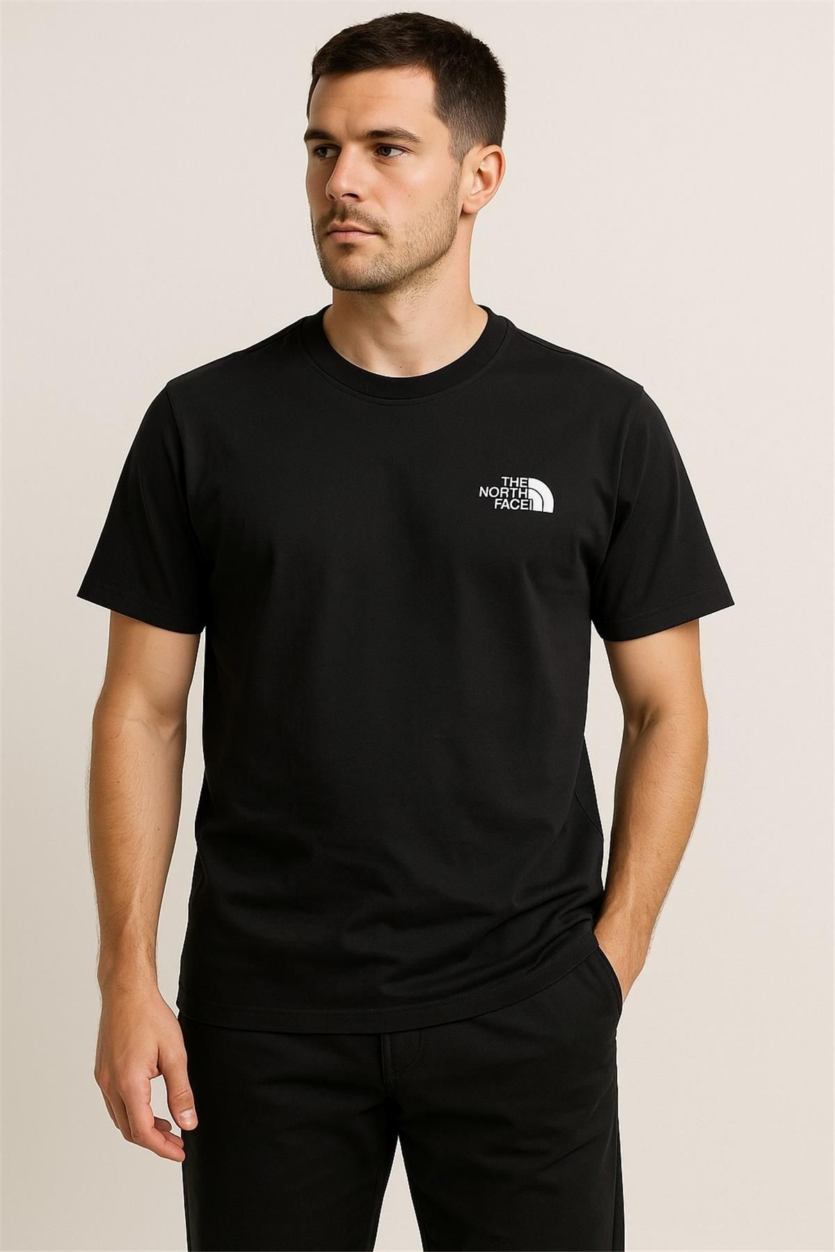 NORTHFACE PAMUK PENYE BİSİKLET YAKA T-SHİRT SİYAH