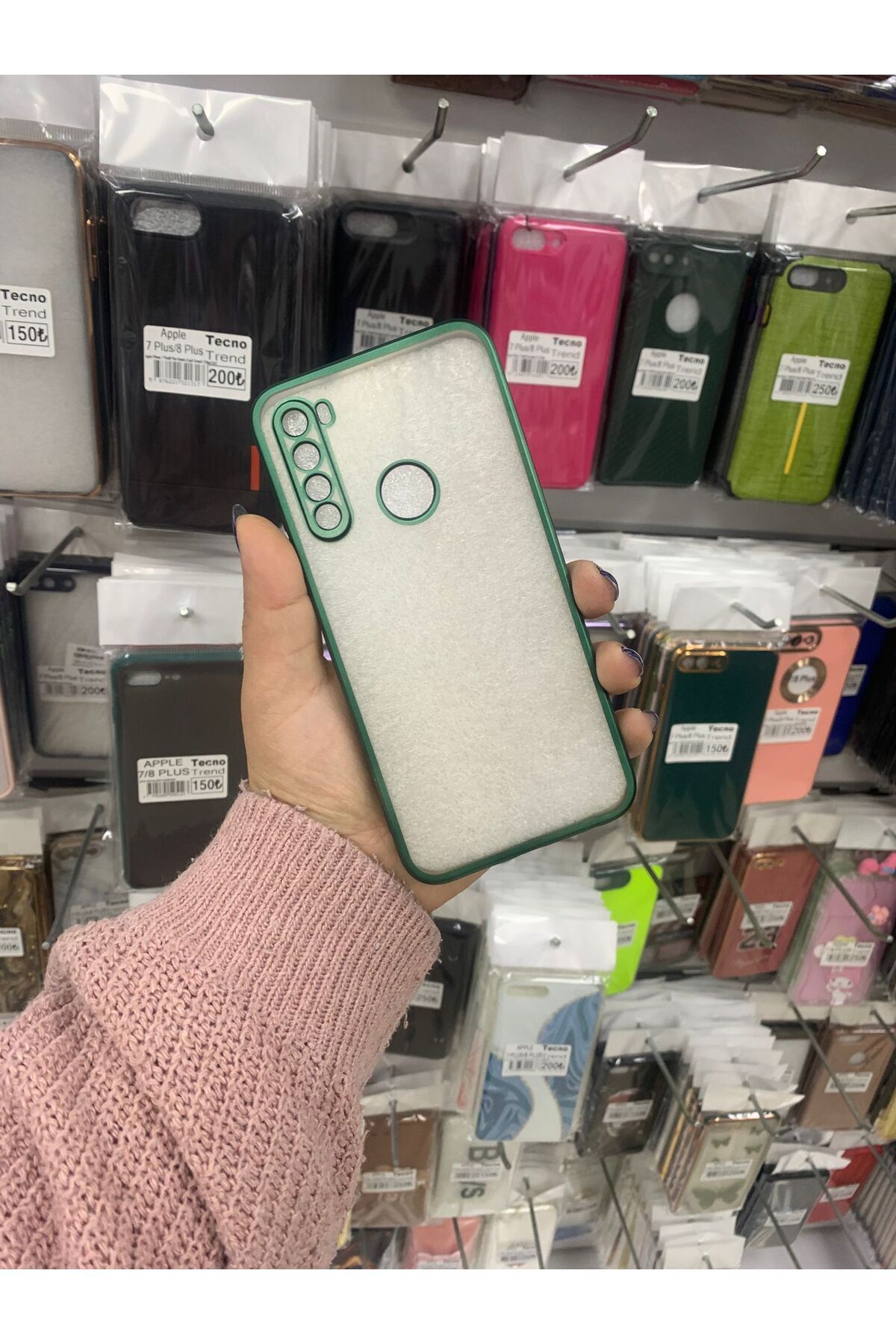 TECNOTREND Redmi Note 8 ortası mat şeffaf kenarı renkli silikon kılıf