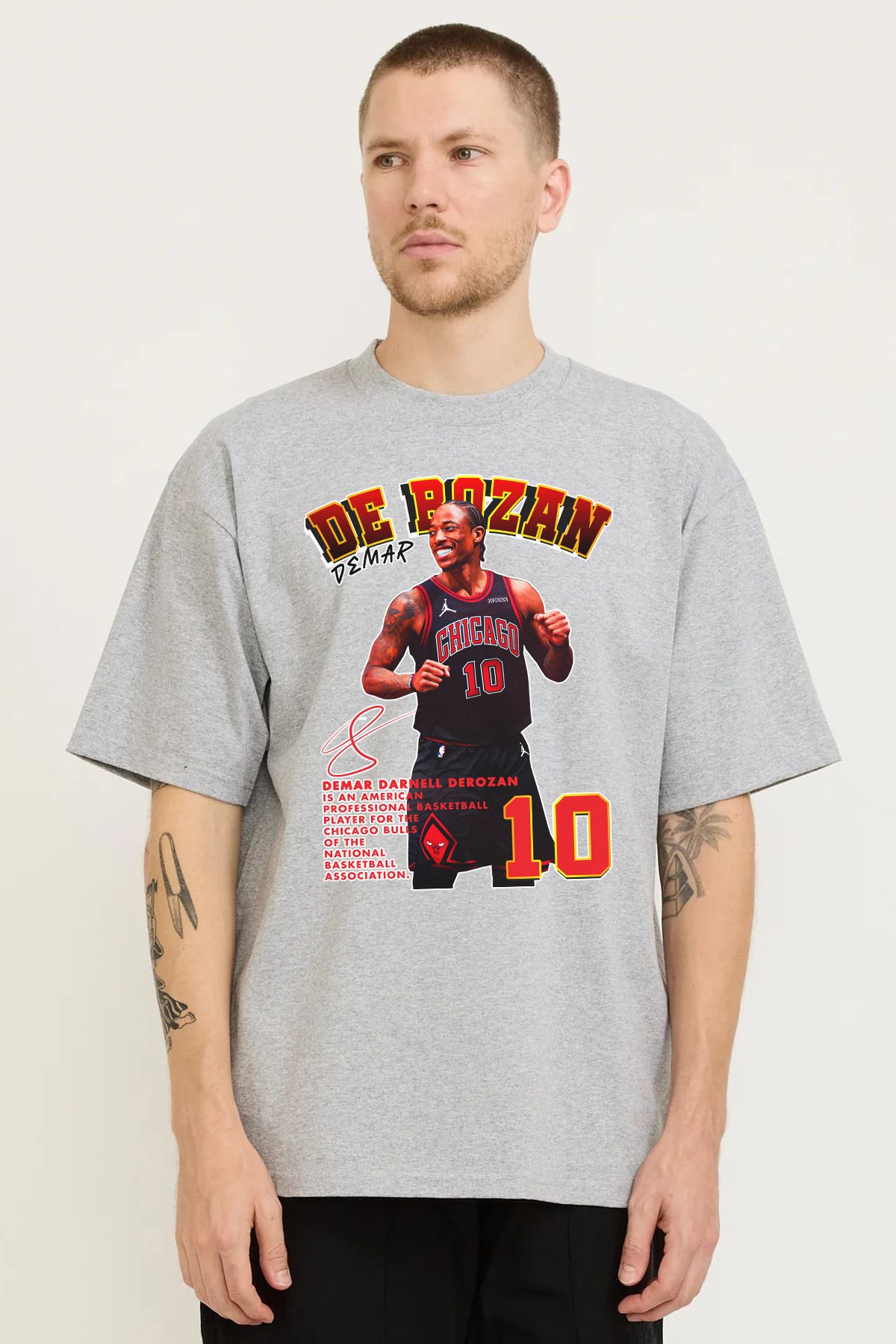MODA Demar Derozan Baskılı Oversize Kalıp Grimelanj Bol Geniş Kesim Erkek Tişört