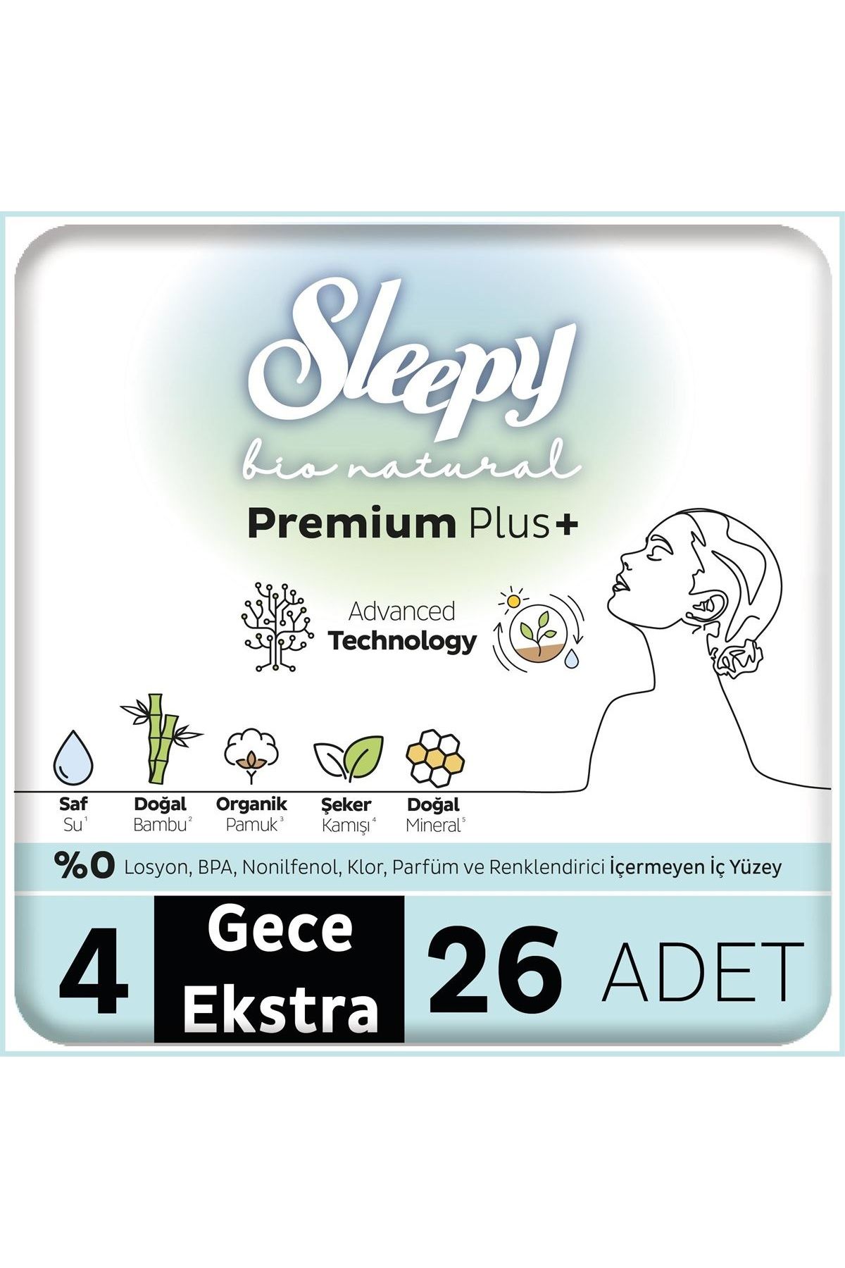 TYYLİ Sleepy Bio Natural Premium Plus Mega Ekstra Gece Ped 26 Adet