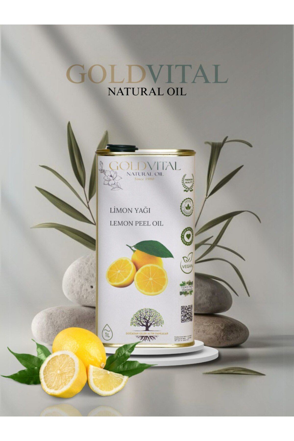 GOLD VİTAL SHOP LİMON KABUĞU YAĞI 1 LT - DİSTİLASYON, SAF & DOĞAL ÜRÜN