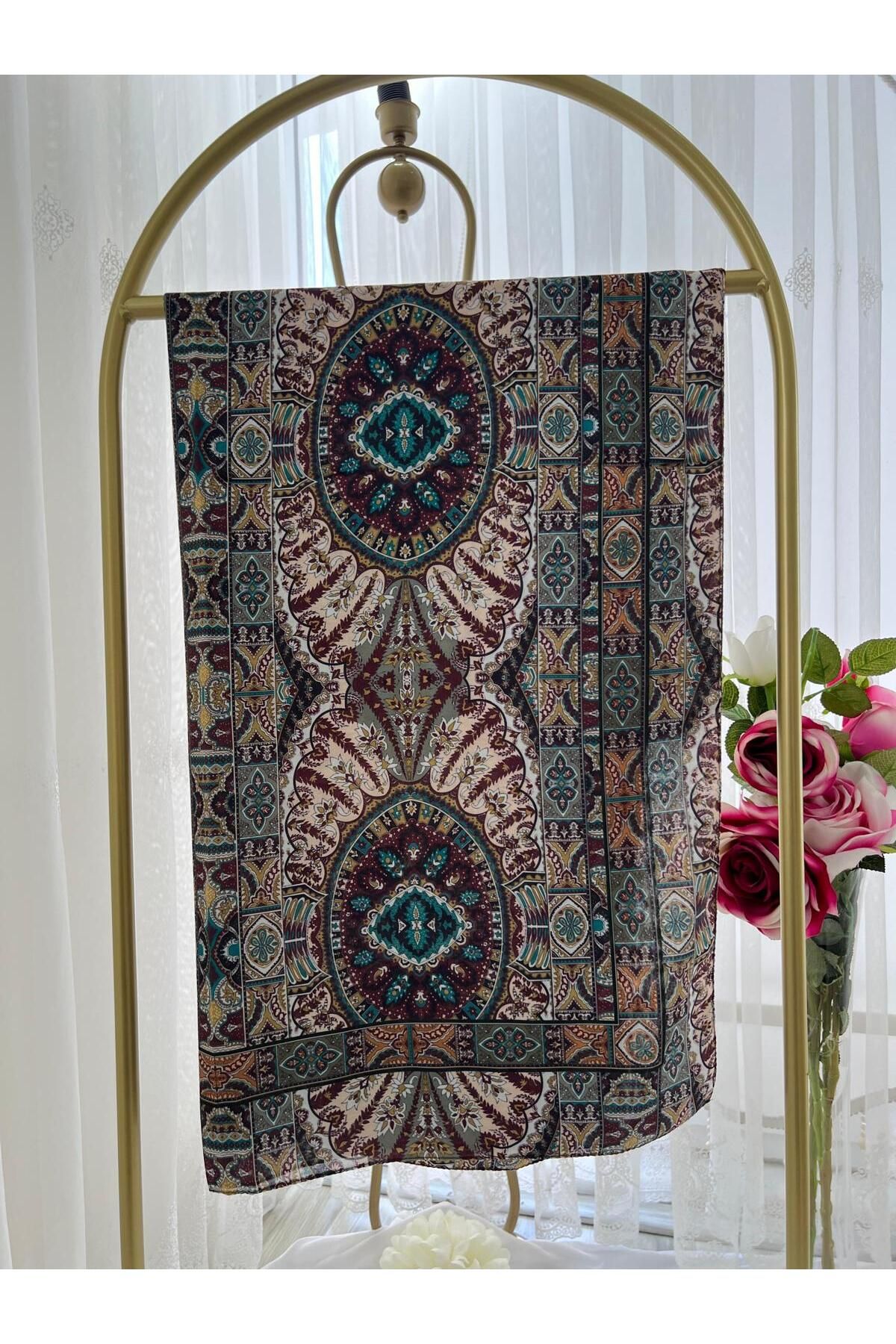 Shawl Passion Retro Desen Pamuk Şal Kahve