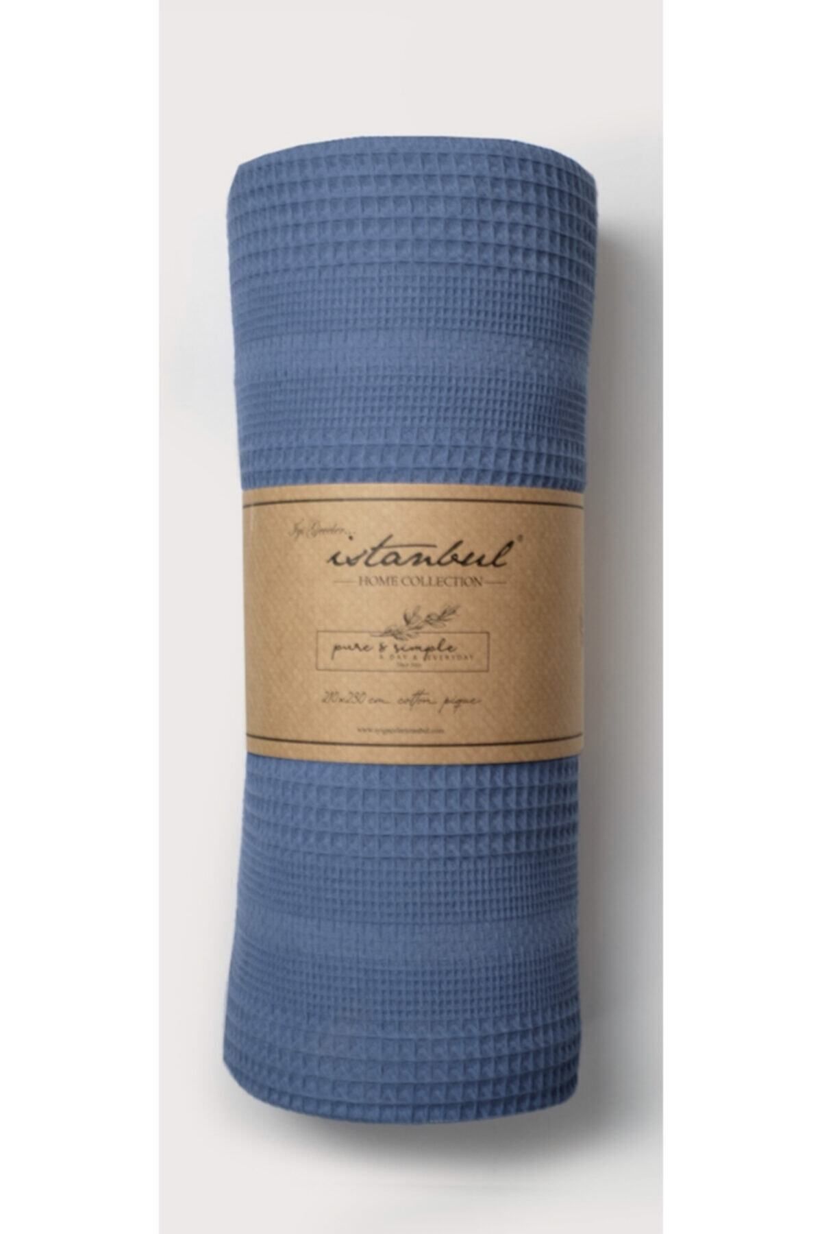 AYZEN HOME Organik Pike Çift Kişilik waffle pike Indigo