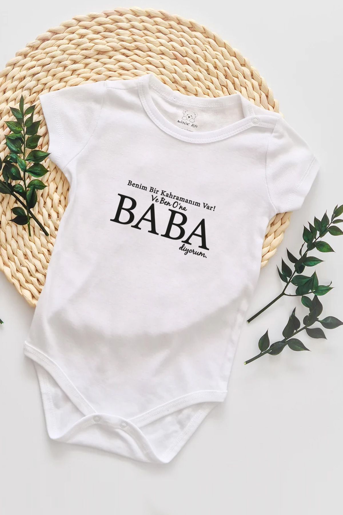 ÇELİKLER HEDİYE Babalar Gününe Özel Unisex Bebek Baba Baskılı %100 Pamuklu Çıtçıtlı Body Zıbın