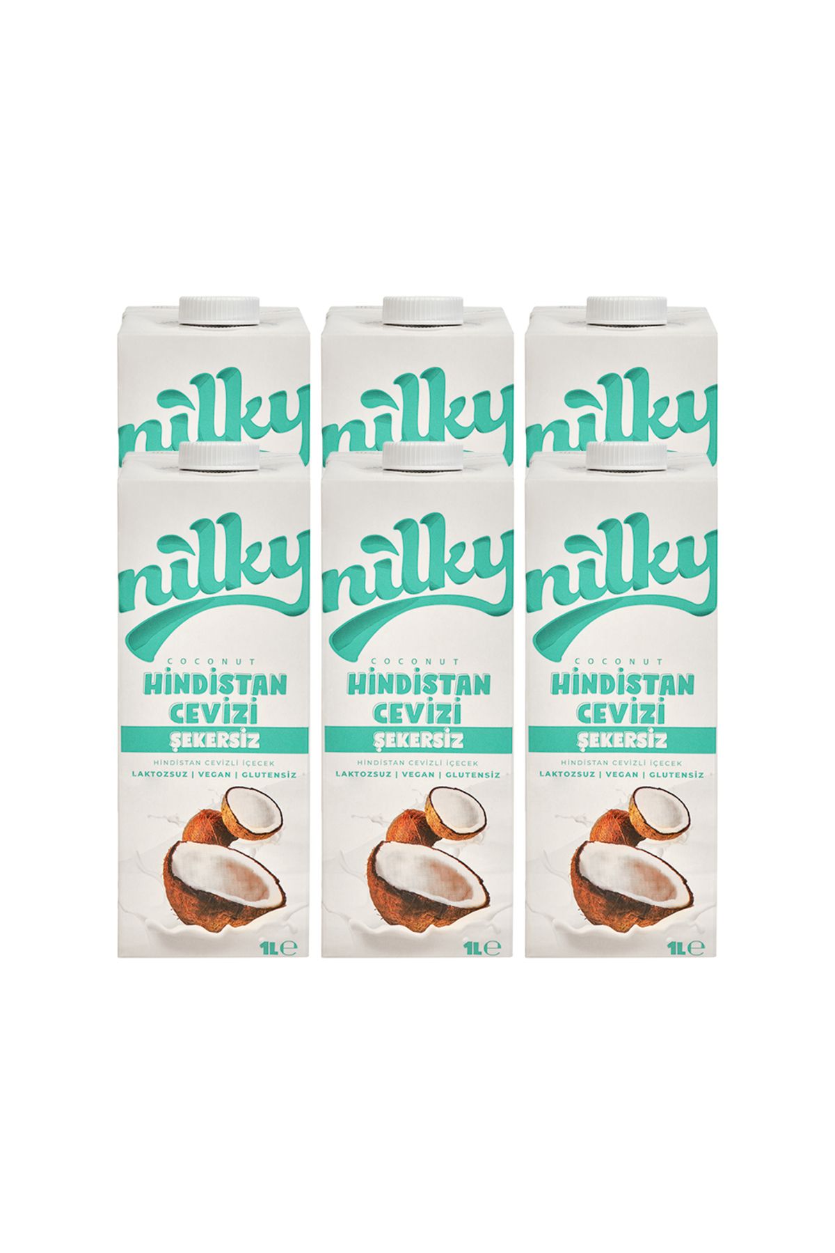 NİLKY Nilky Şekersiz Hindistan Cevizi Sütü Glütensiz Bitkisel Bazlı Laktosuz Vegan6x1 lt