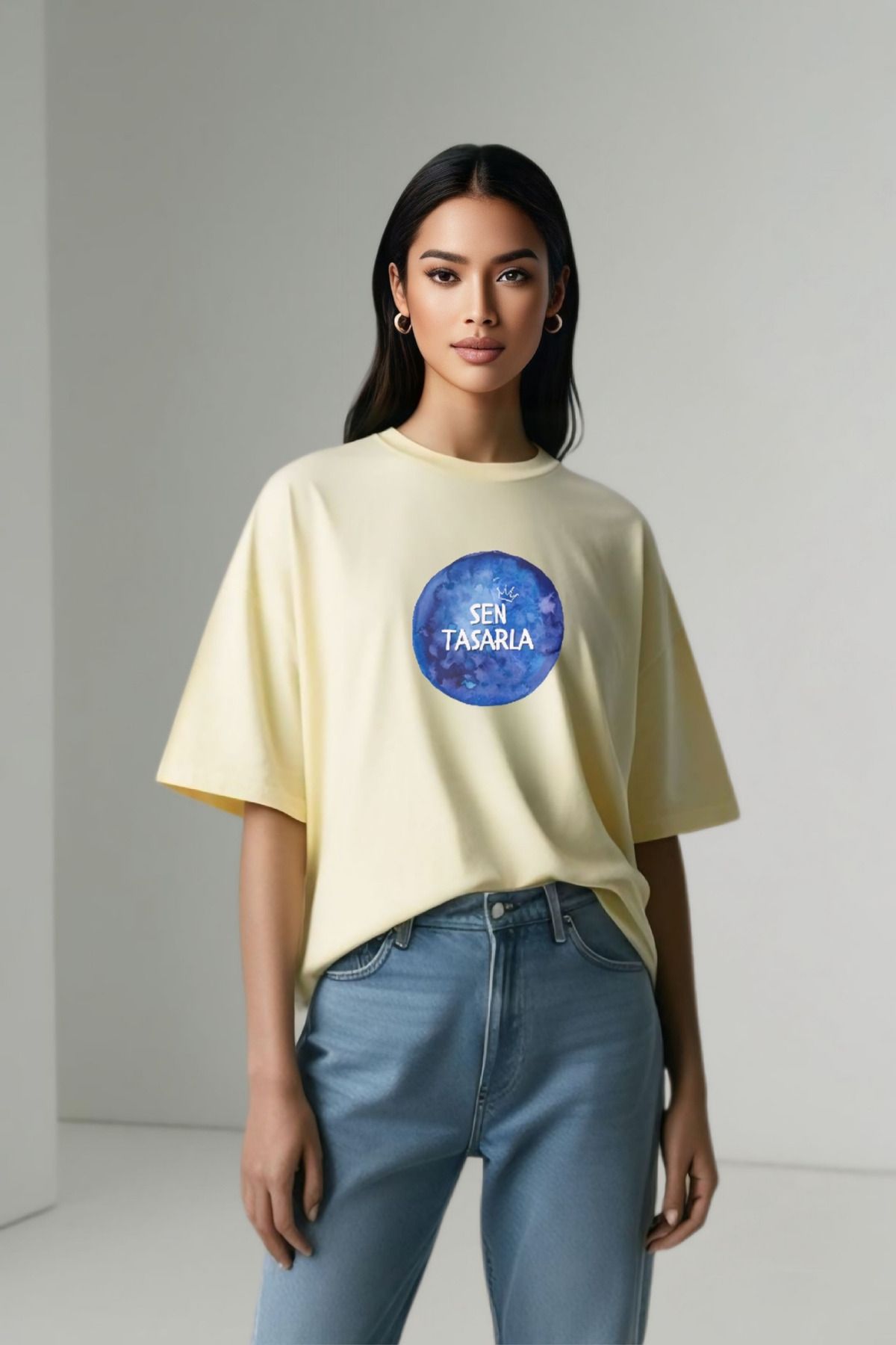 Butik Kişiye Özel Baskı Pamuklu Oversize T-shirt – Senin Tasarımın