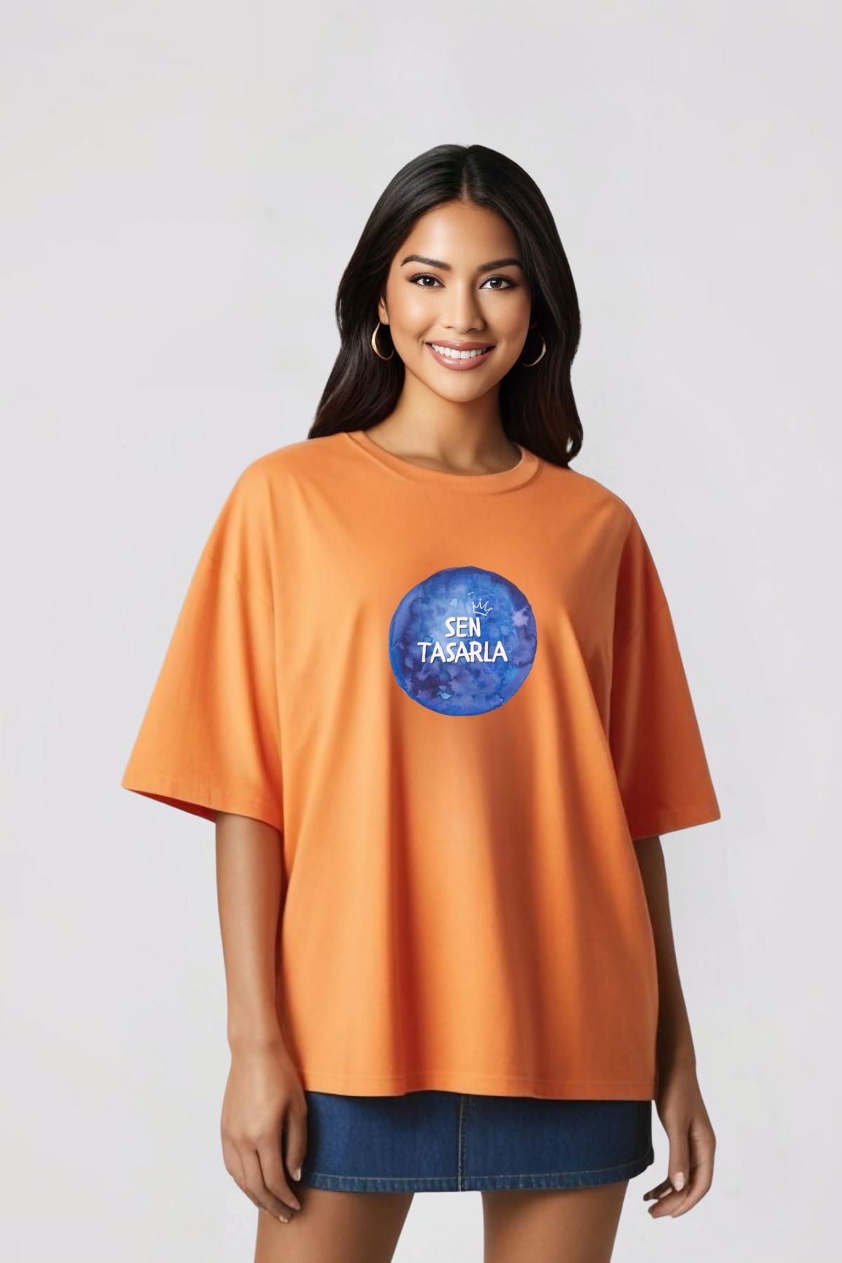 Butik Kişiye Özel Baskı Pamuklu Oversize T-shirt – Senin Tasarımın