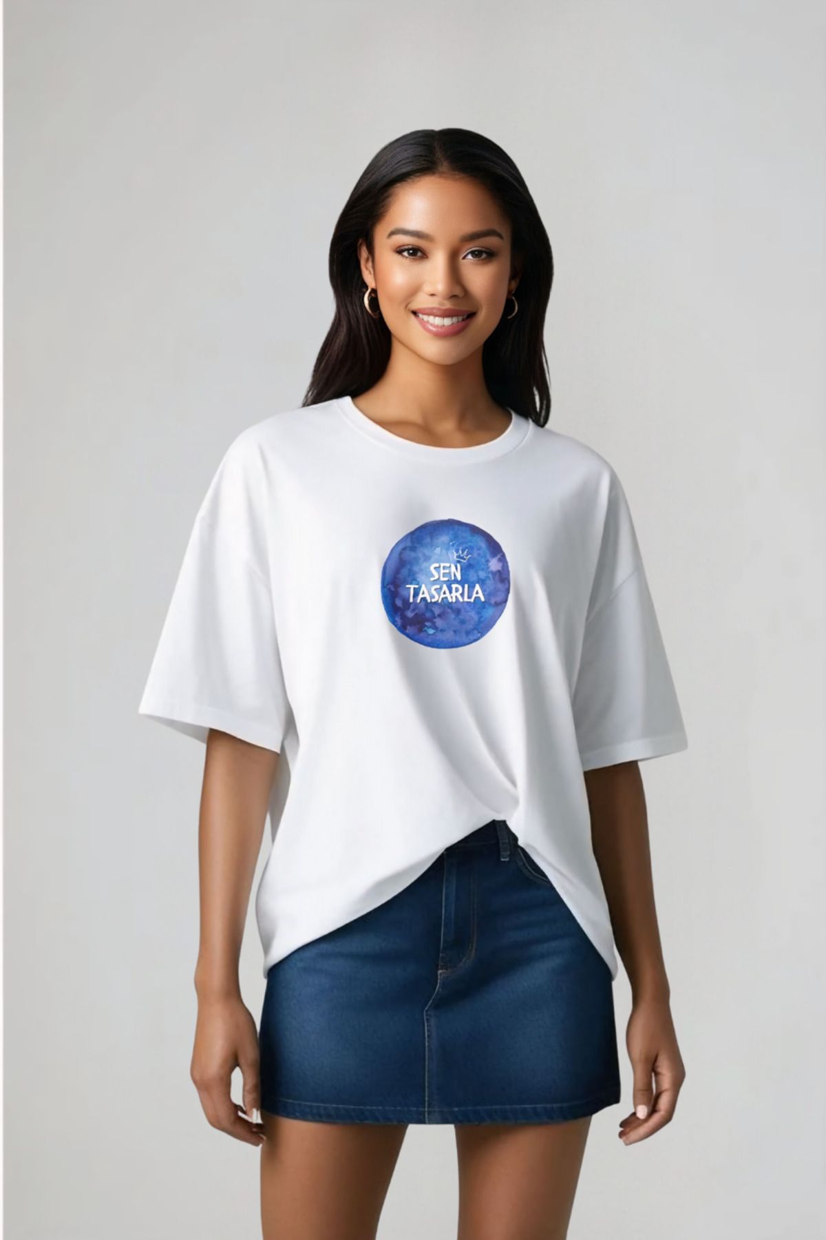 Butik Kişiye Özel Baskı Pamuklu Oversize T-shirt – Senin Tasarımın