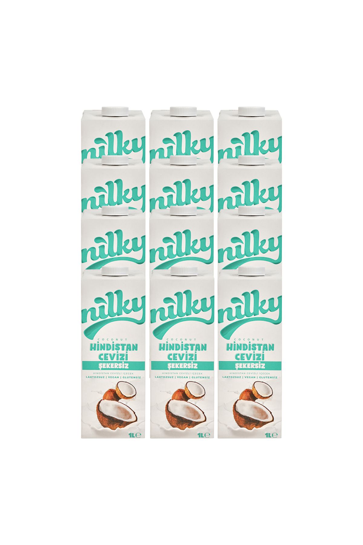 NİLKY Nilky Şekersiz Hindistan Cevizi Sütü Glütensiz Bitkisel Bazlı Laktosuz Vegan12x1 lt