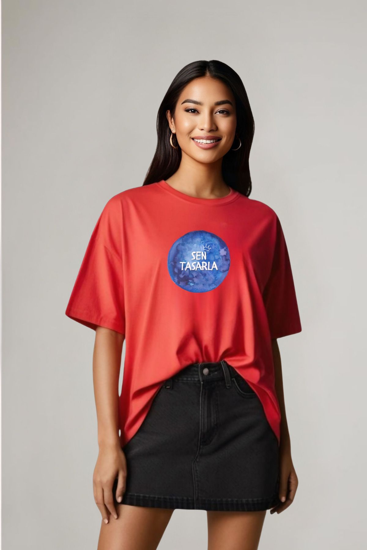 Butik Kişiye Özel Baskı Pamuklu Oversize T-shirt – Senin Tasarımın