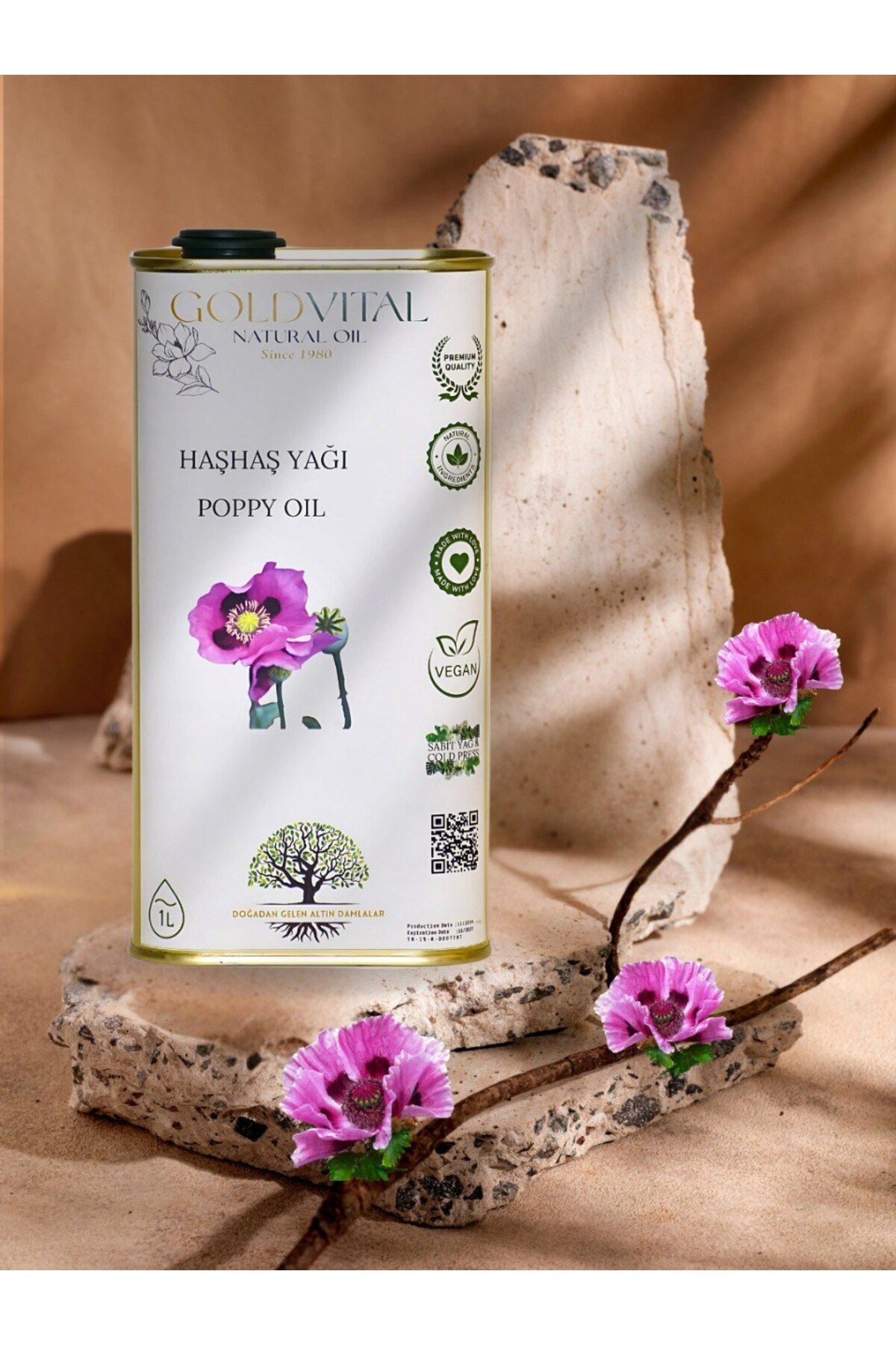 GOLD VİTAL SHOP HAŞHAŞ YAĞI 1 LT - SOĞUK PRESS, SAF & DOĞAL ÜRÜN