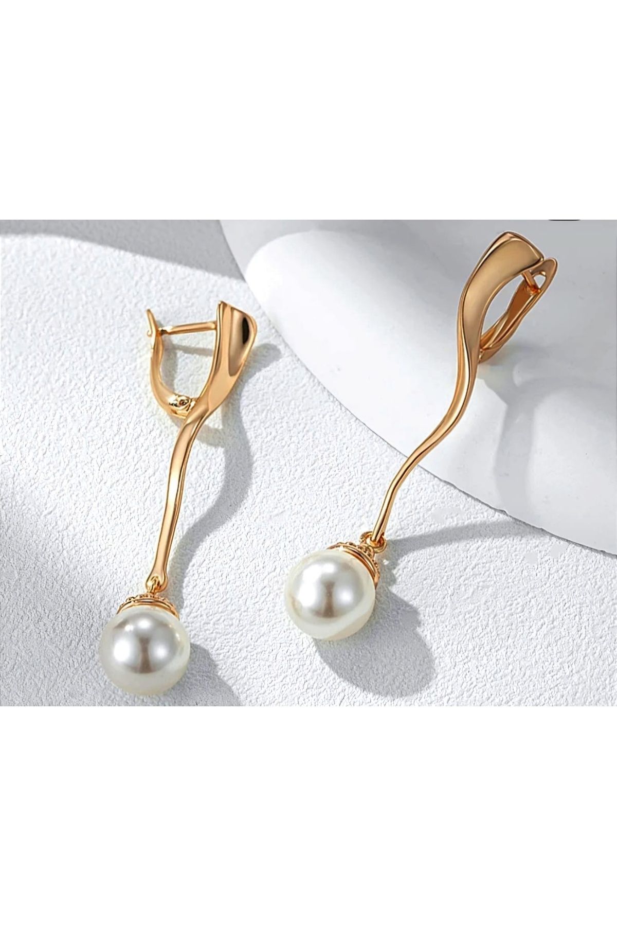 İNİTİUM Premium Seri İncili Dal Rose Gold Küpe