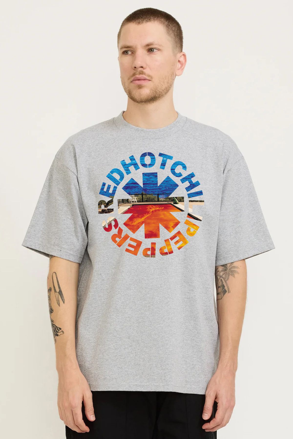 MODA Red Hot Chili Peppers Baskılı Oversize Kalıp Grimelanj Bol Geniş Kesim Erkek Tişört